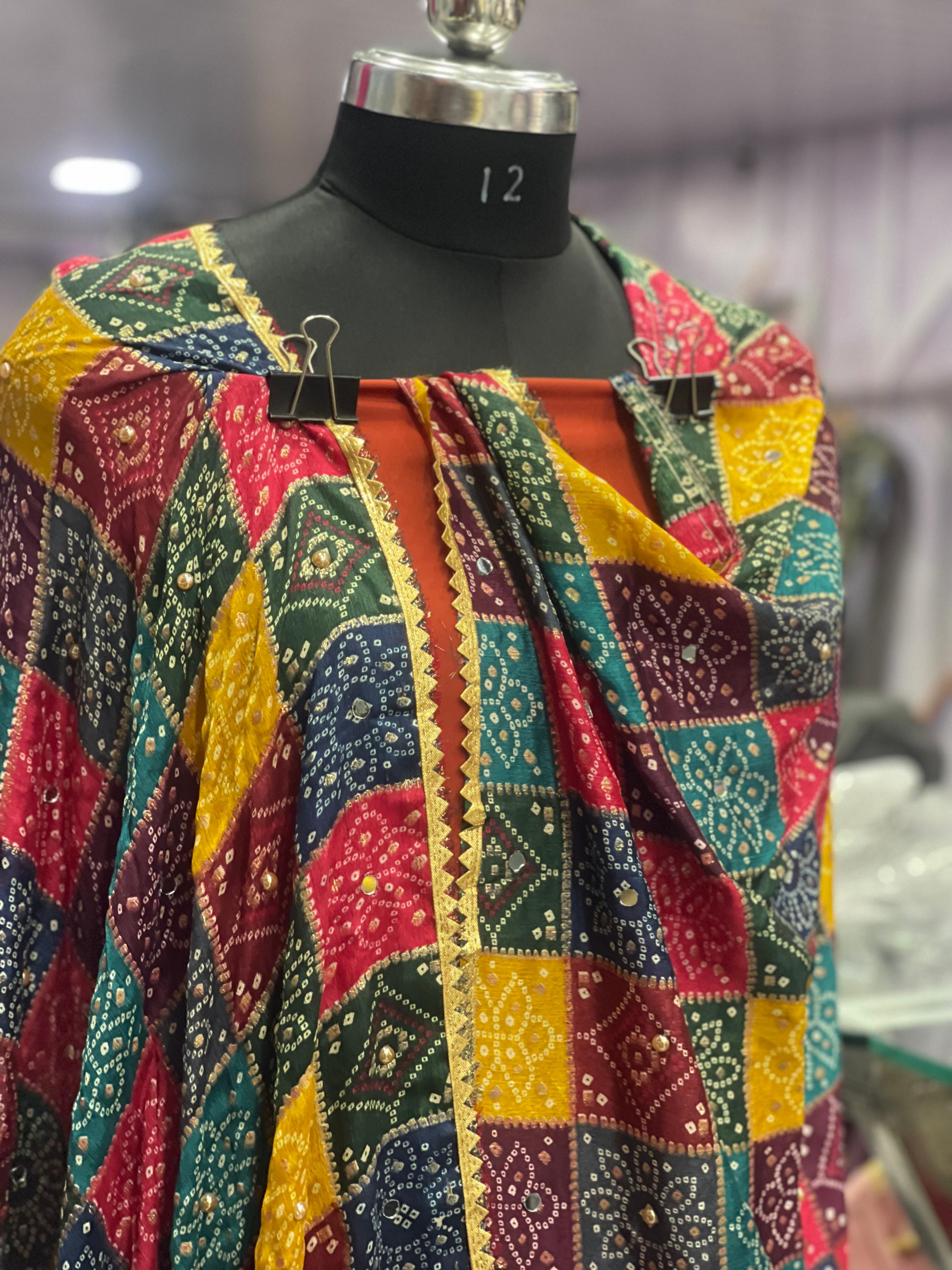 AC007 | Digital Duppatta || Thread Work || Traditional Bandhani Printed Fabric