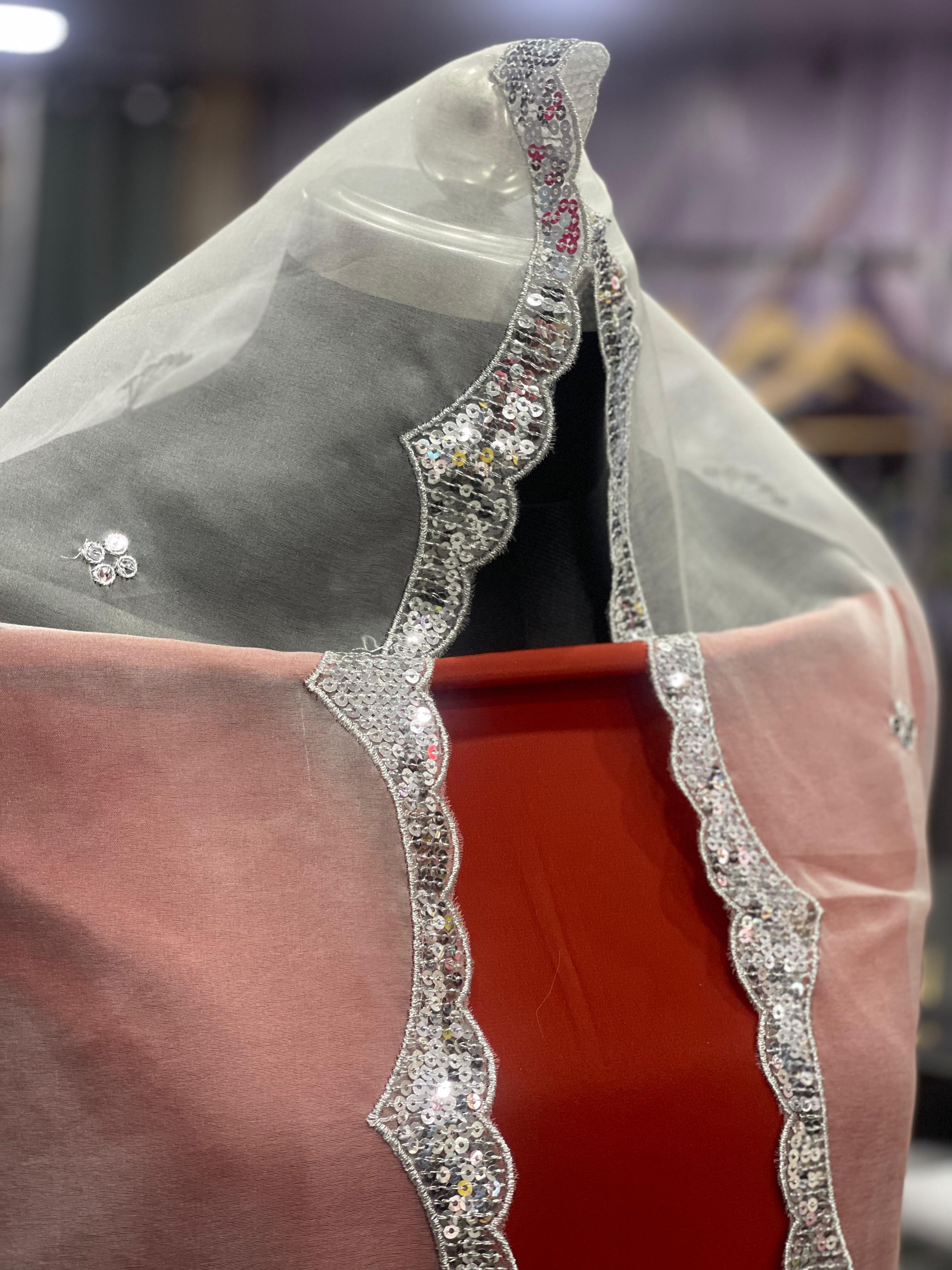 AC020 | White Duppatta || Orginza || Embroidered Sheer Dupatta