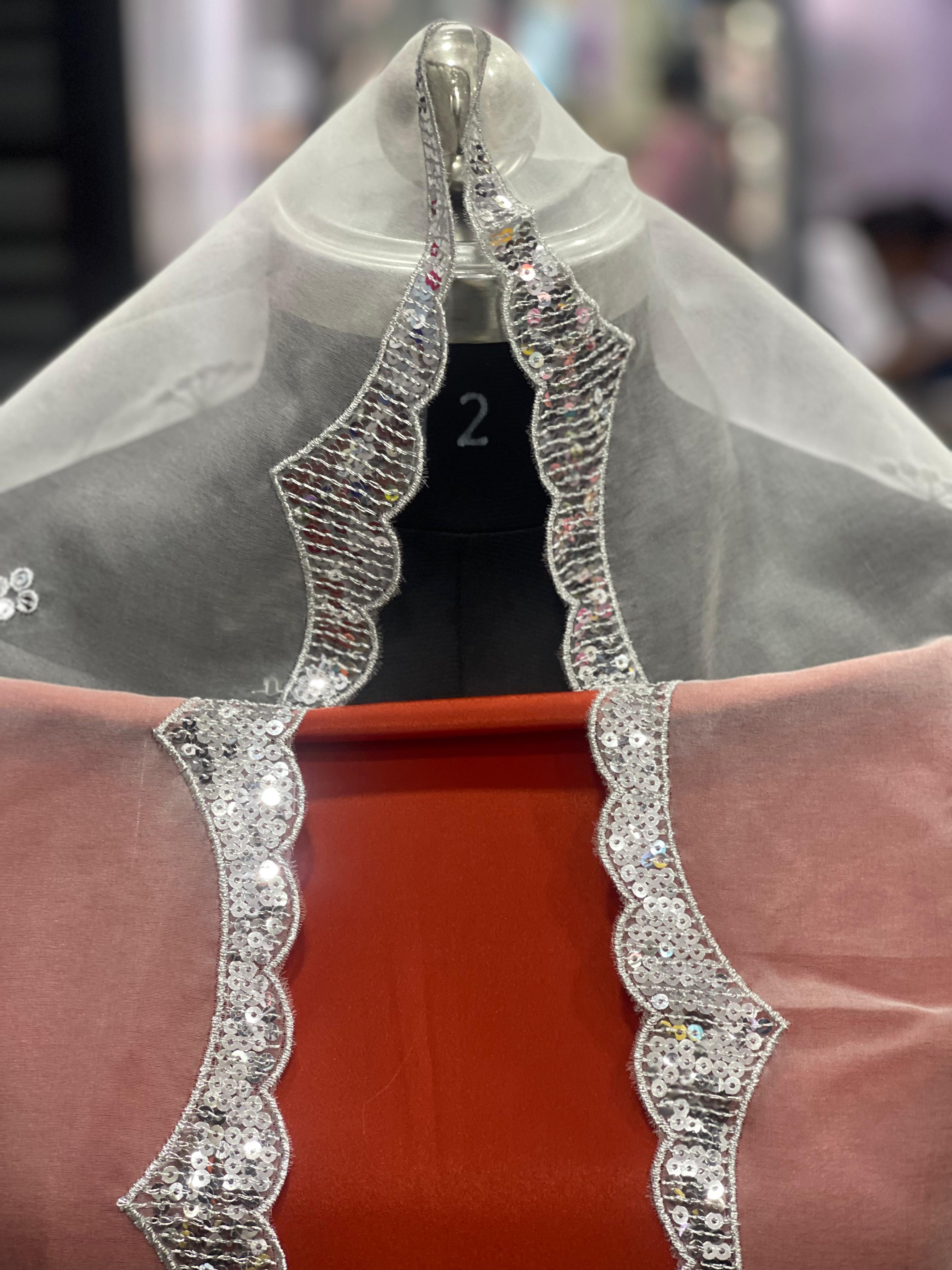  AC020 | White Duppatta || Orginza || Embroidered Sheer Dupatta
