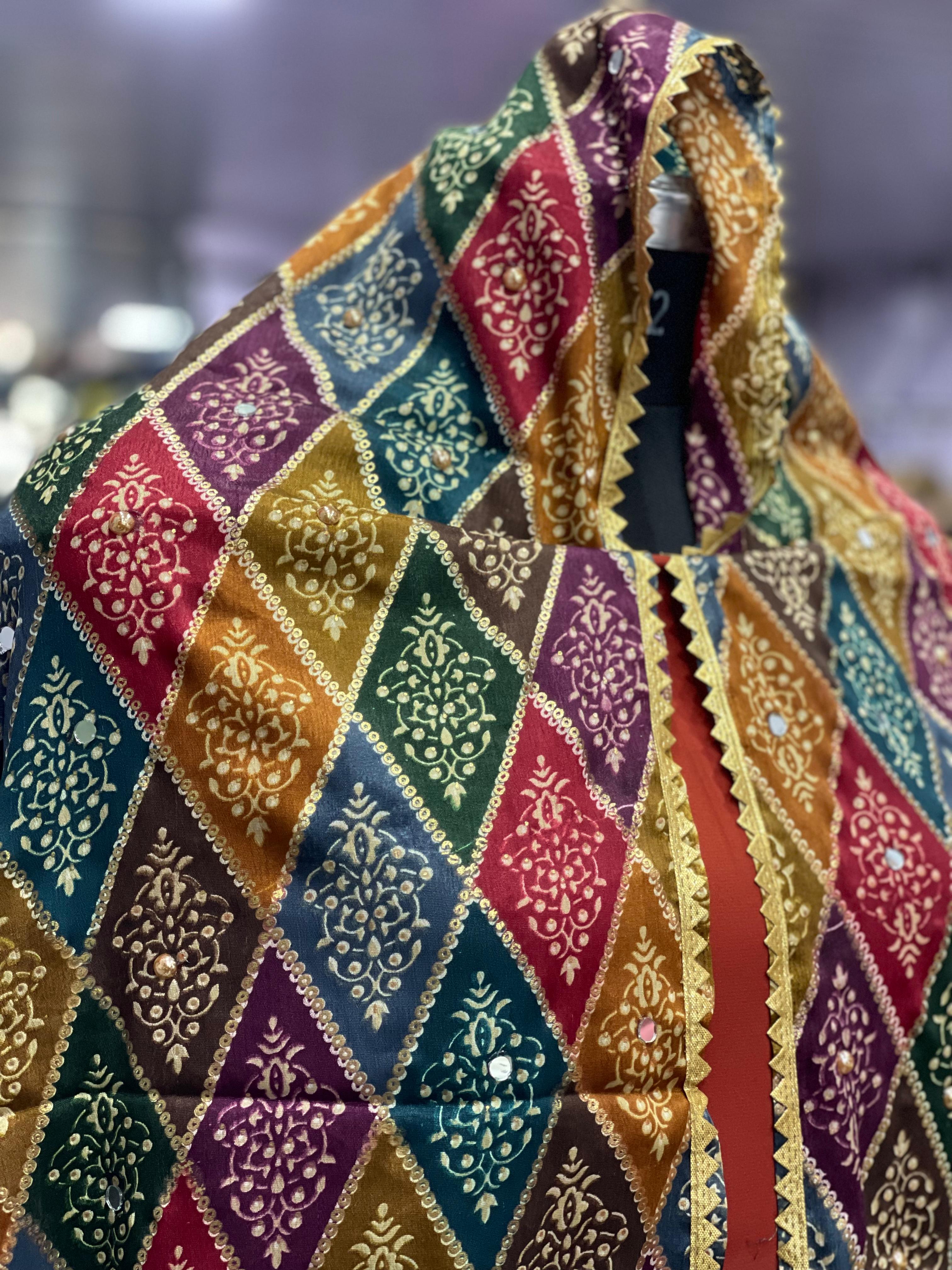 AC004 | Multicolor Duppatta || Colorful Traditional Embroidered Fabric