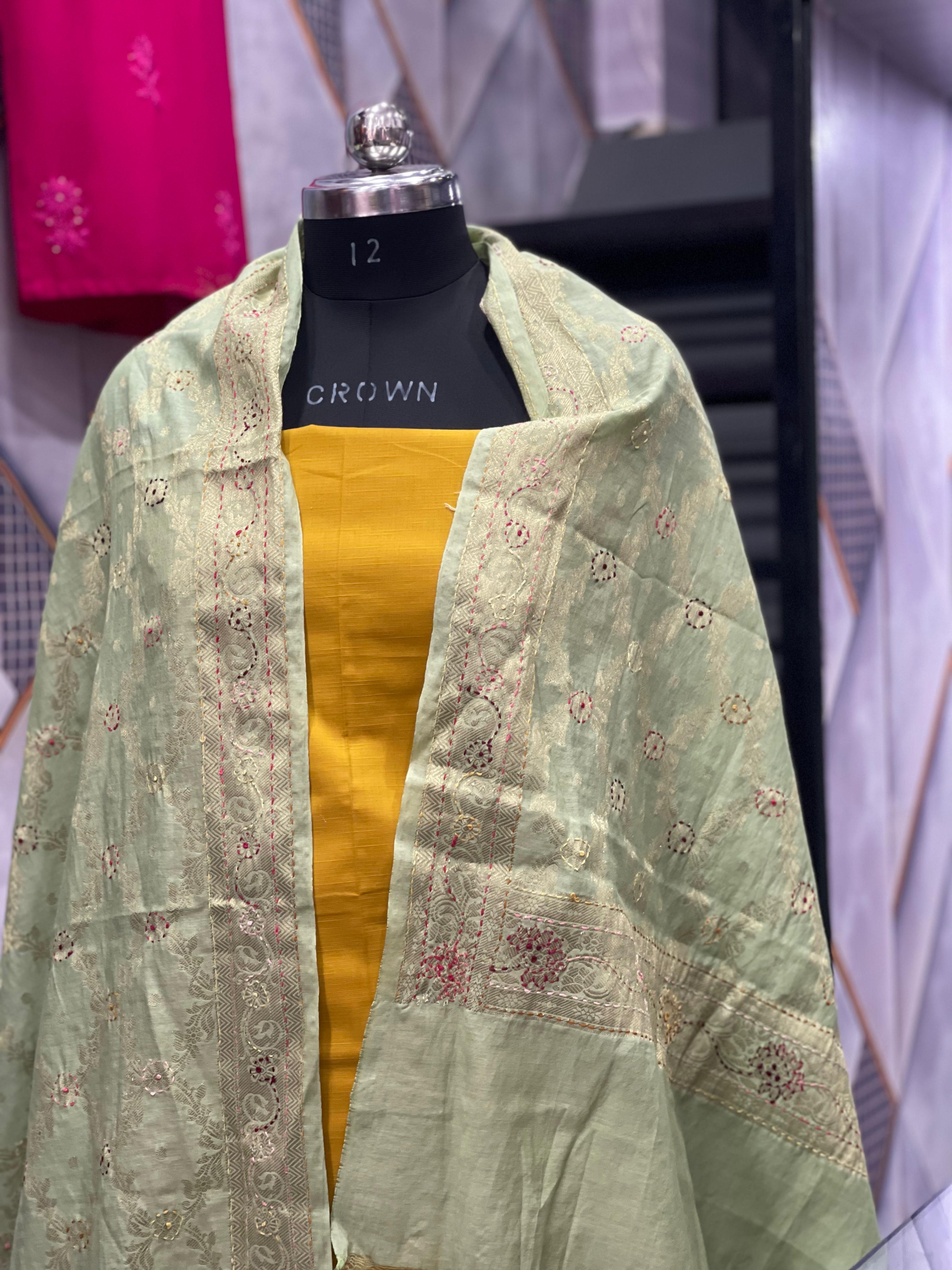 AC013 | Embroidered Chiffon Dupatta Set