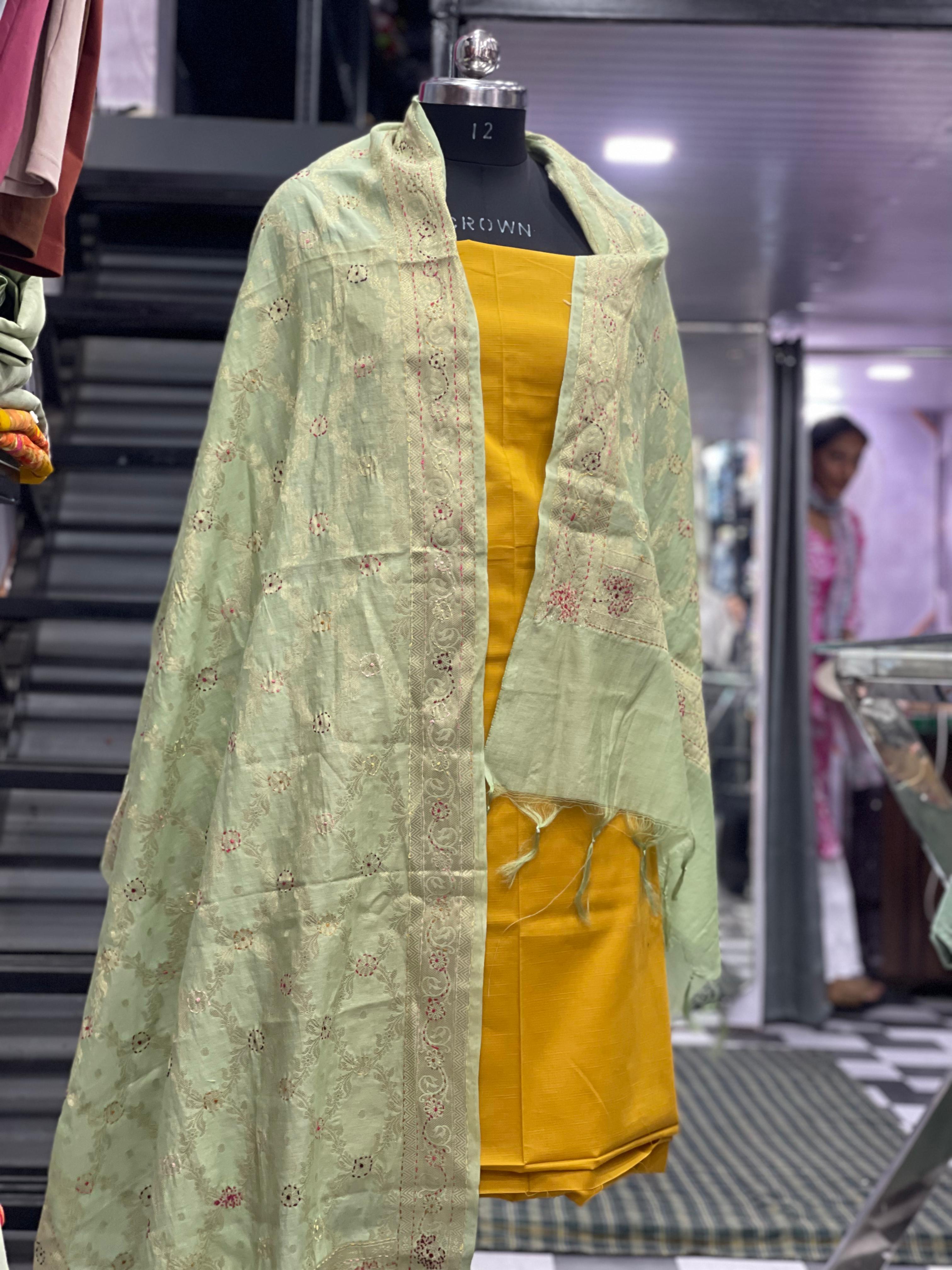 AC013 | Embroidered Chiffon Dupatta Set
