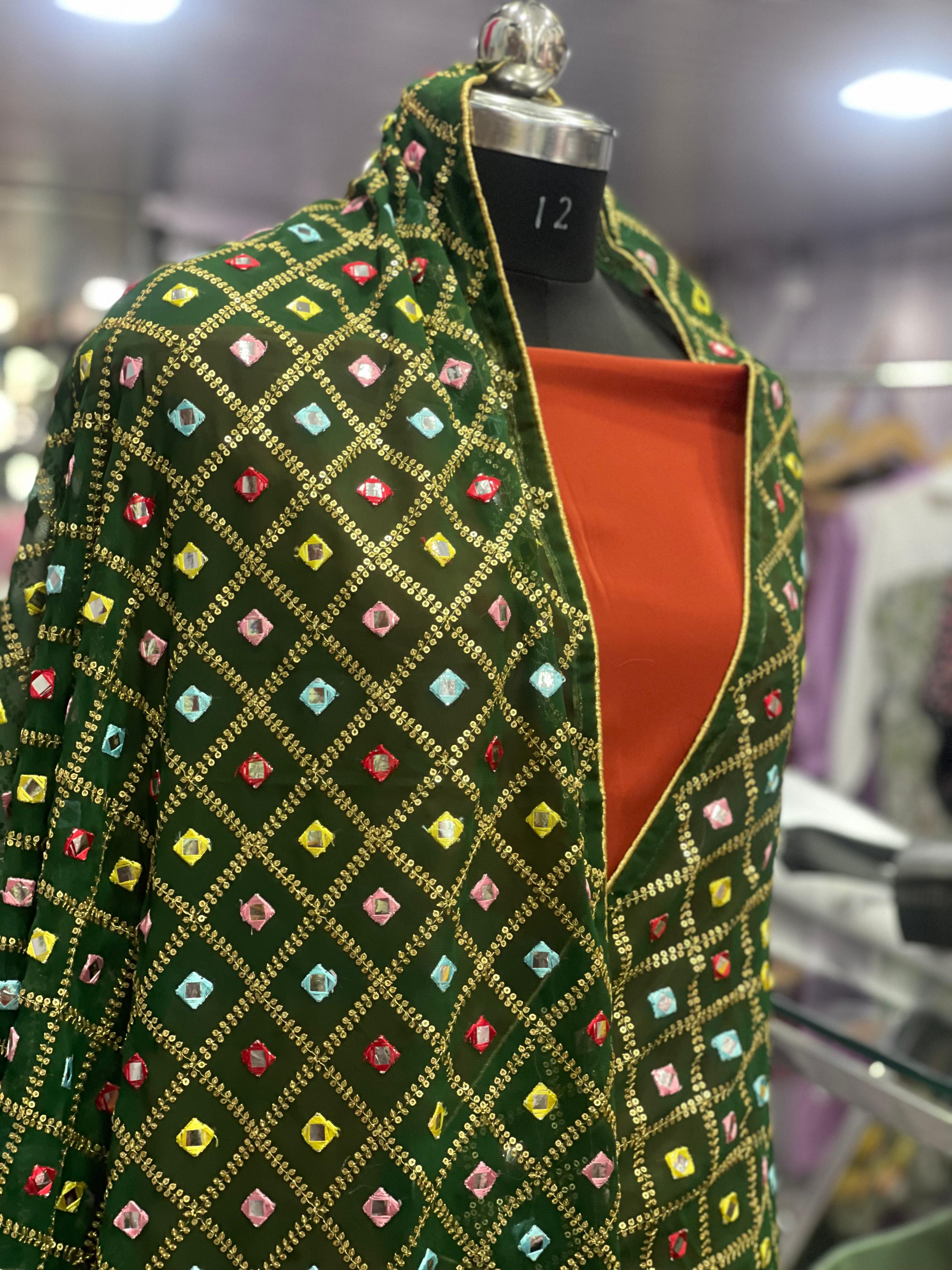 AC014 | Jhor Jatt || Traditional Orange Dress with Embroidered Dupatta