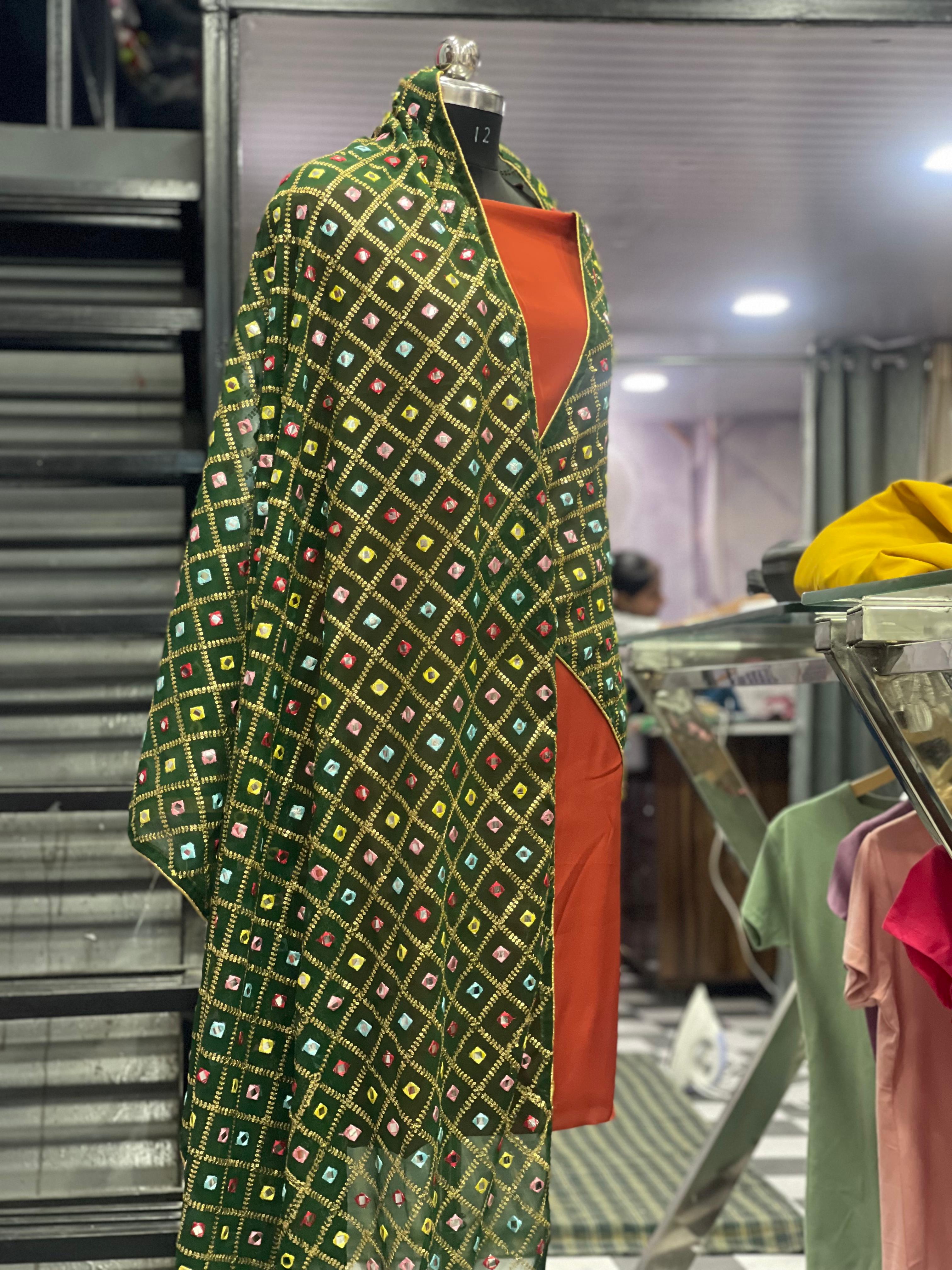 AC014 | Jhor Jatt || Traditional Orange Dress with Embroidered Dupatta