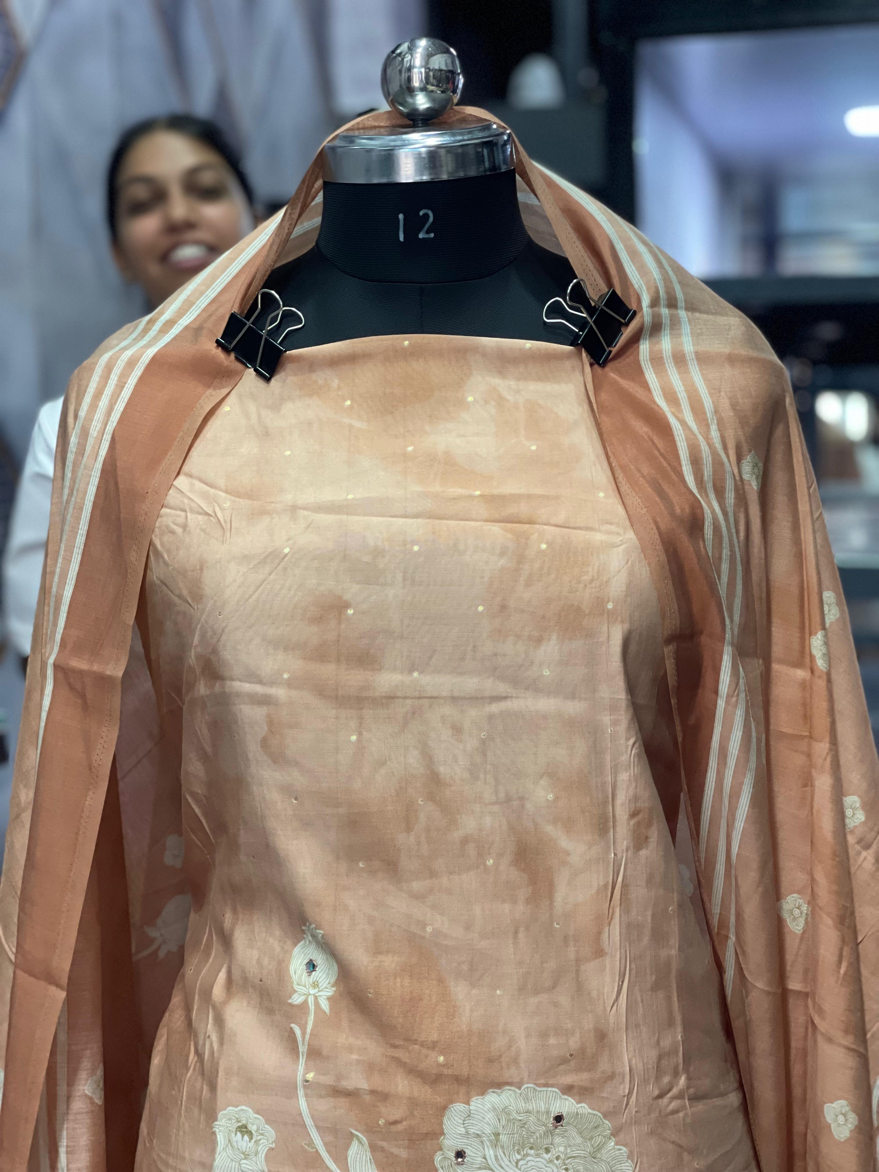 AC068 | Daily Bases || Party Wear || Peach Embroidered ||  Salwar Suit Set || Thread Work 