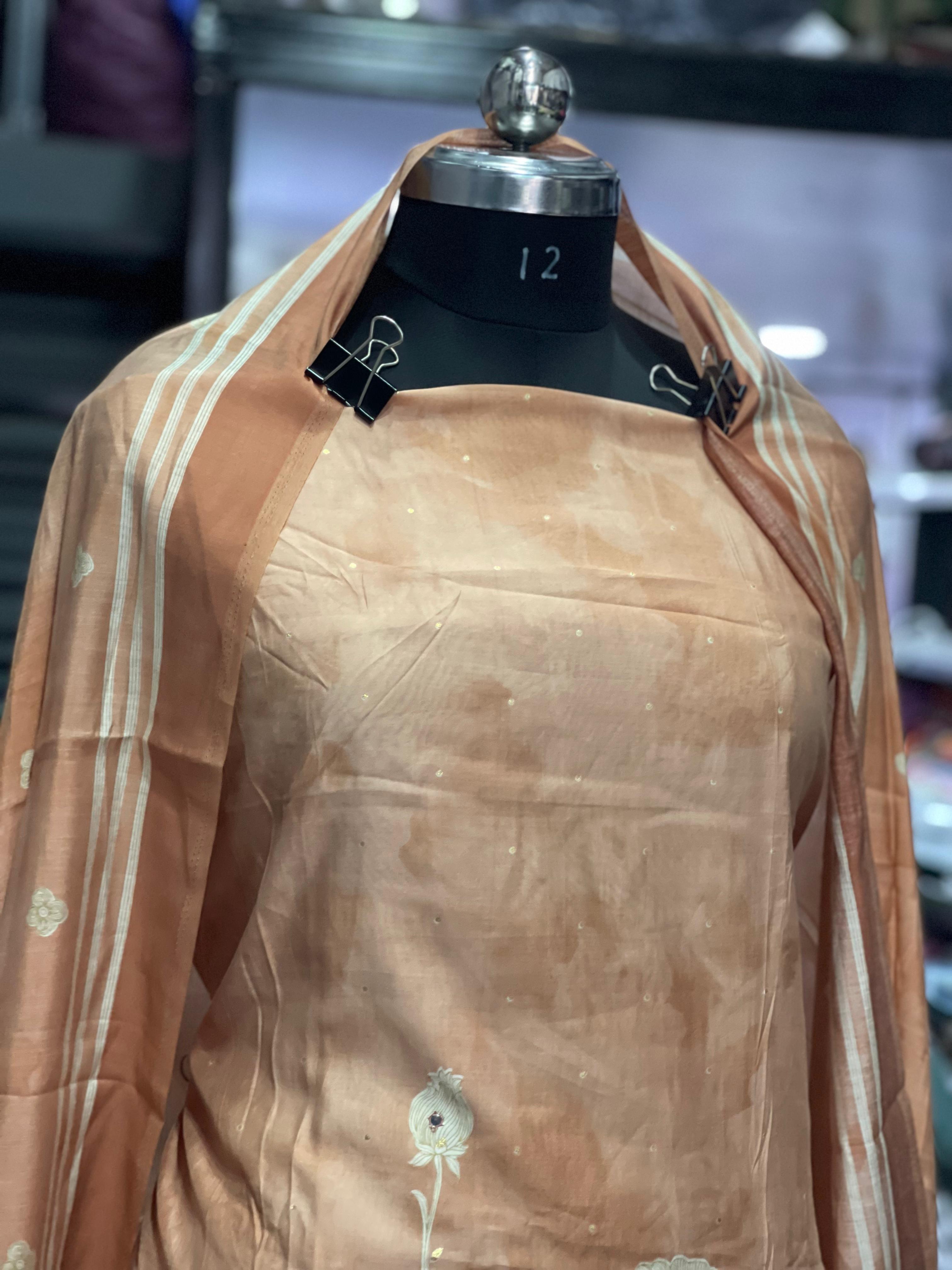 AC068 | Daily Bases || Party Wear || Peach Embroidered ||  Salwar Suit Set || Thread Work 