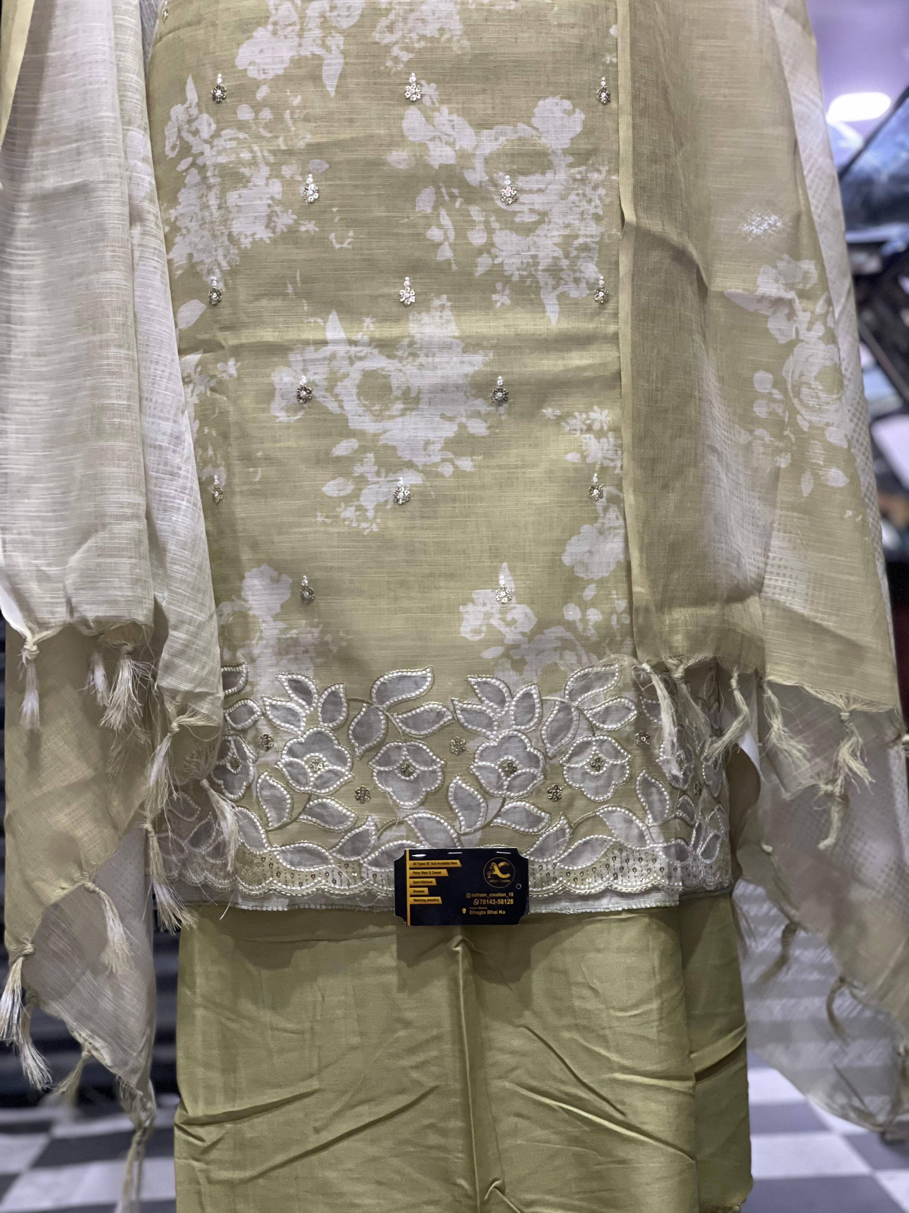 AC075 | Sea Green || Daily Bases Suit || Cotton Suit || Party wear Suit || Elegant Light Green Cotton Suit