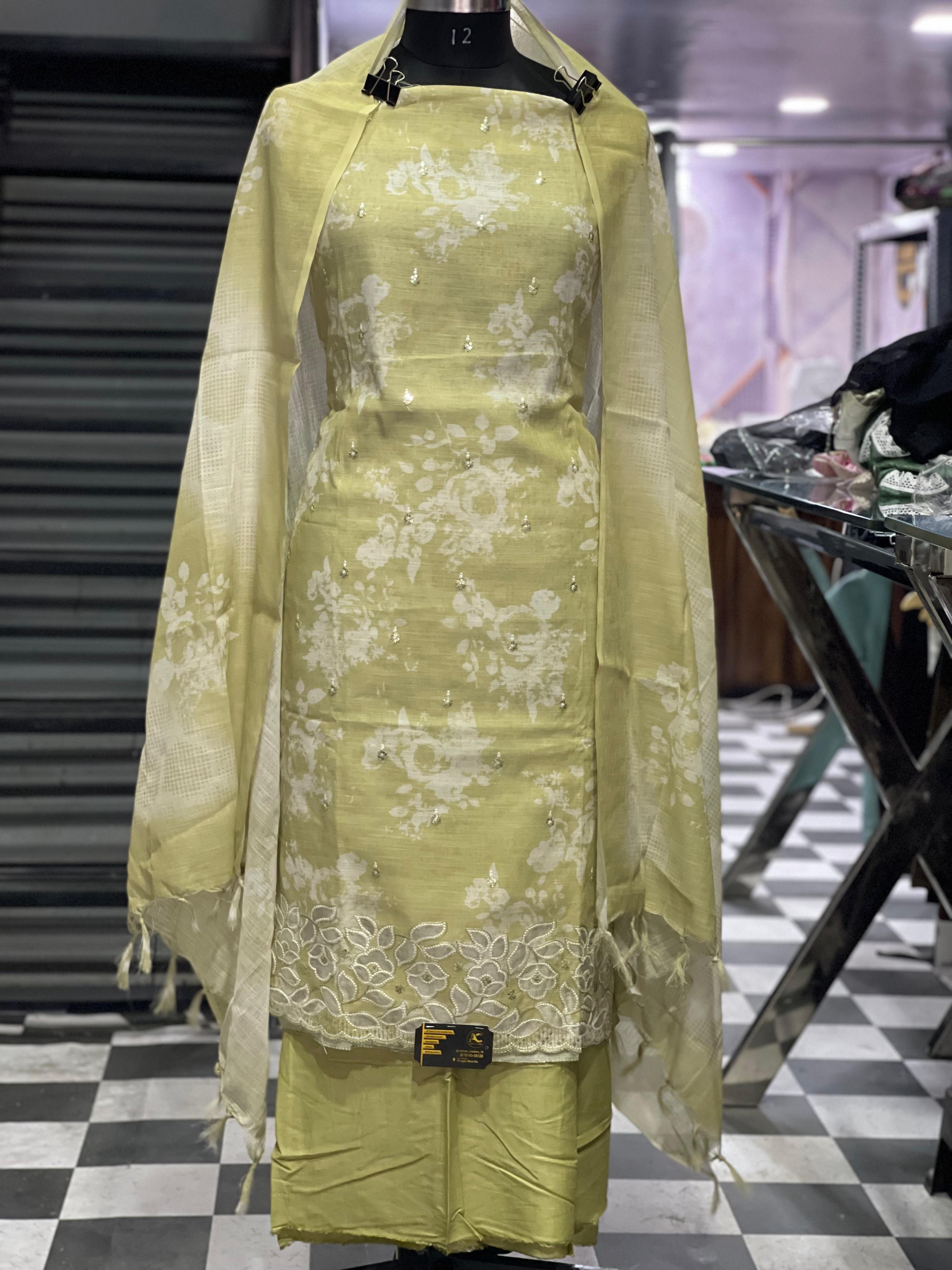 AC075 | Sea Green || Daily Bases Suit || Cotton Suit || Party wear Suit || Elegant Light Green Cotton Suit