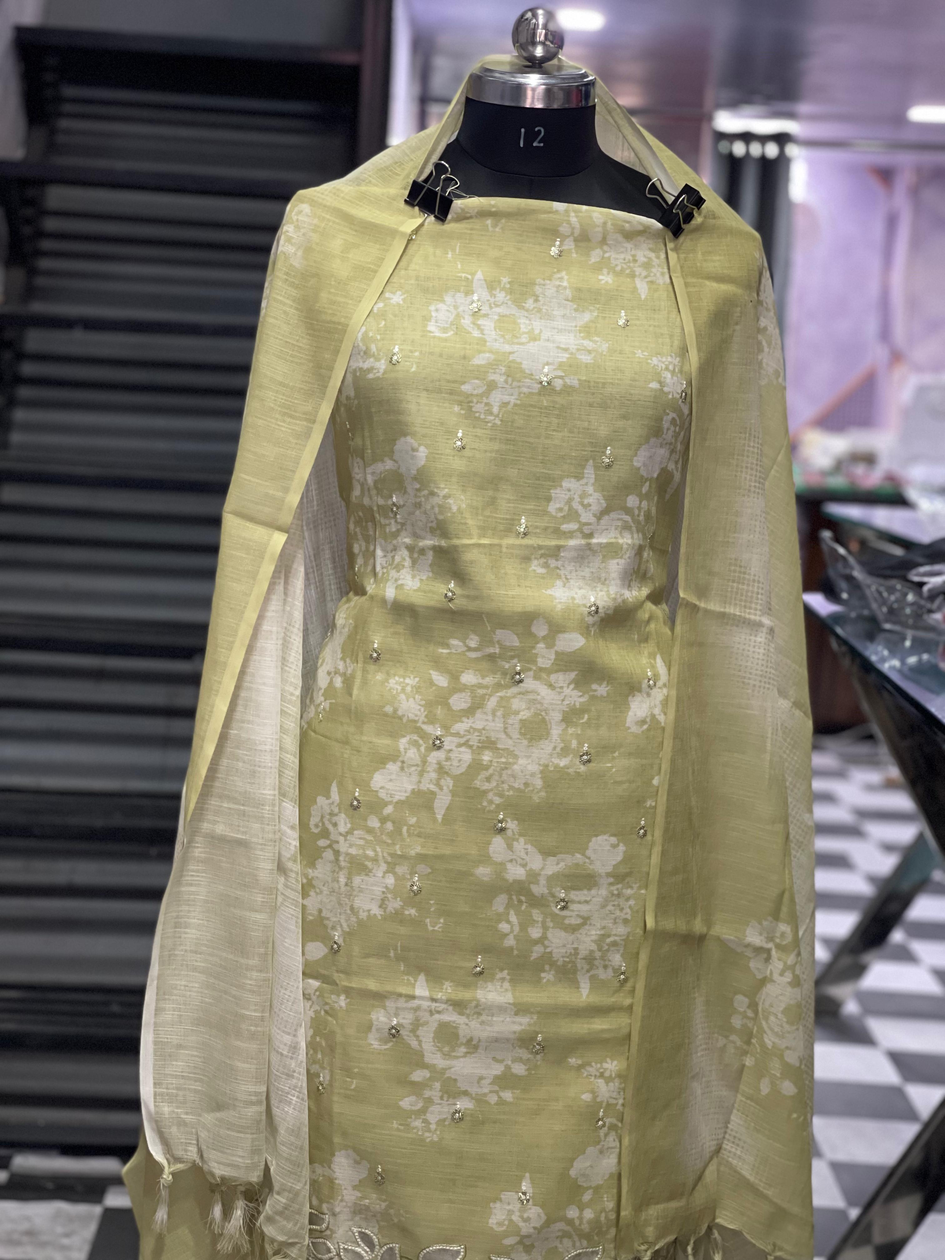 AC075 | Sea Green || Daily Bases Suit || Cotton Suit || Party wear Suit || Elegant Light Green Cotton Suit