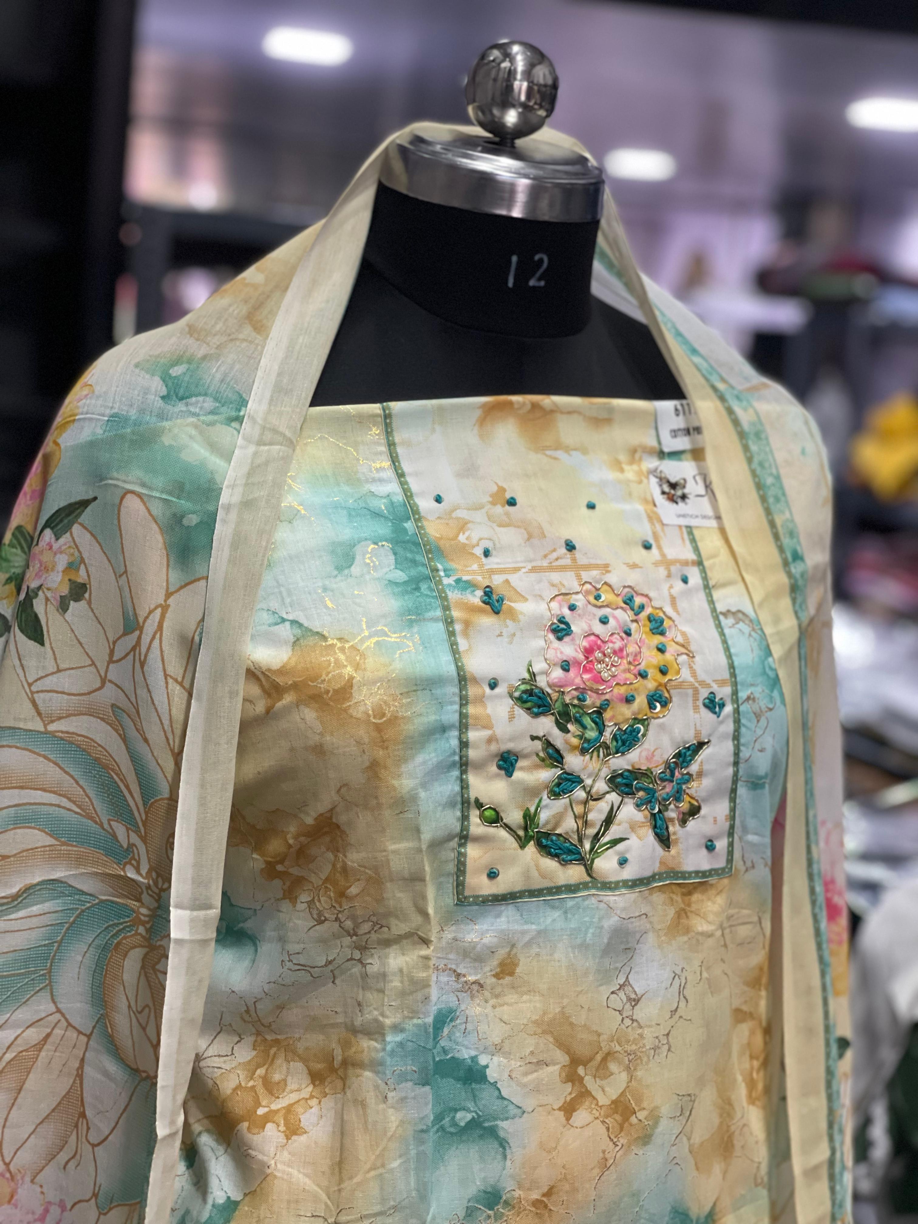 AC071 | Cotton Suit || Jaggo || Party Wear Suit || Printed Suit || Floral Printed Unstitched Suit
