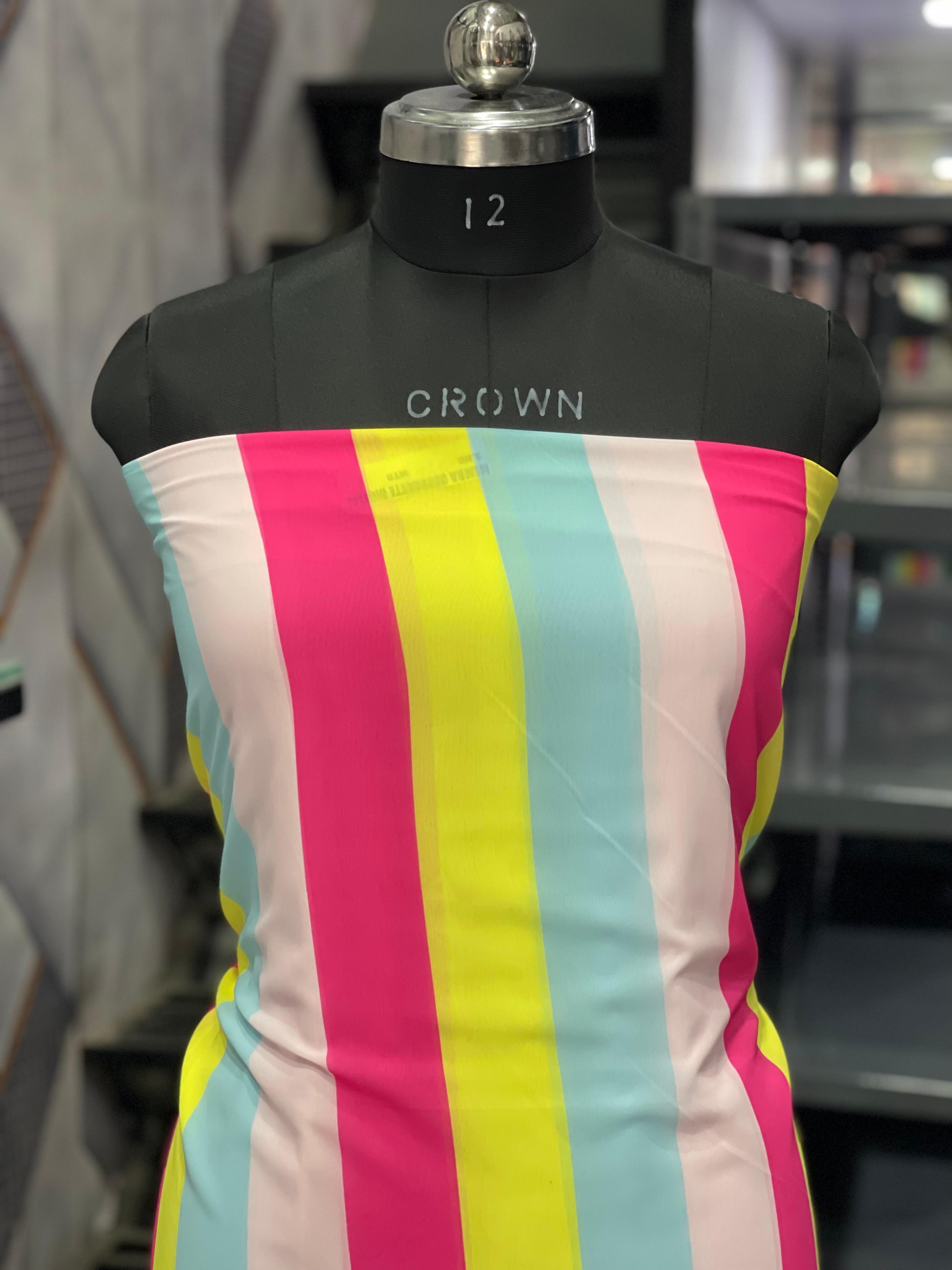  AC041 | Orginza Fabric || Party Wear || Daily Wear || Multicolored Striped Fabric