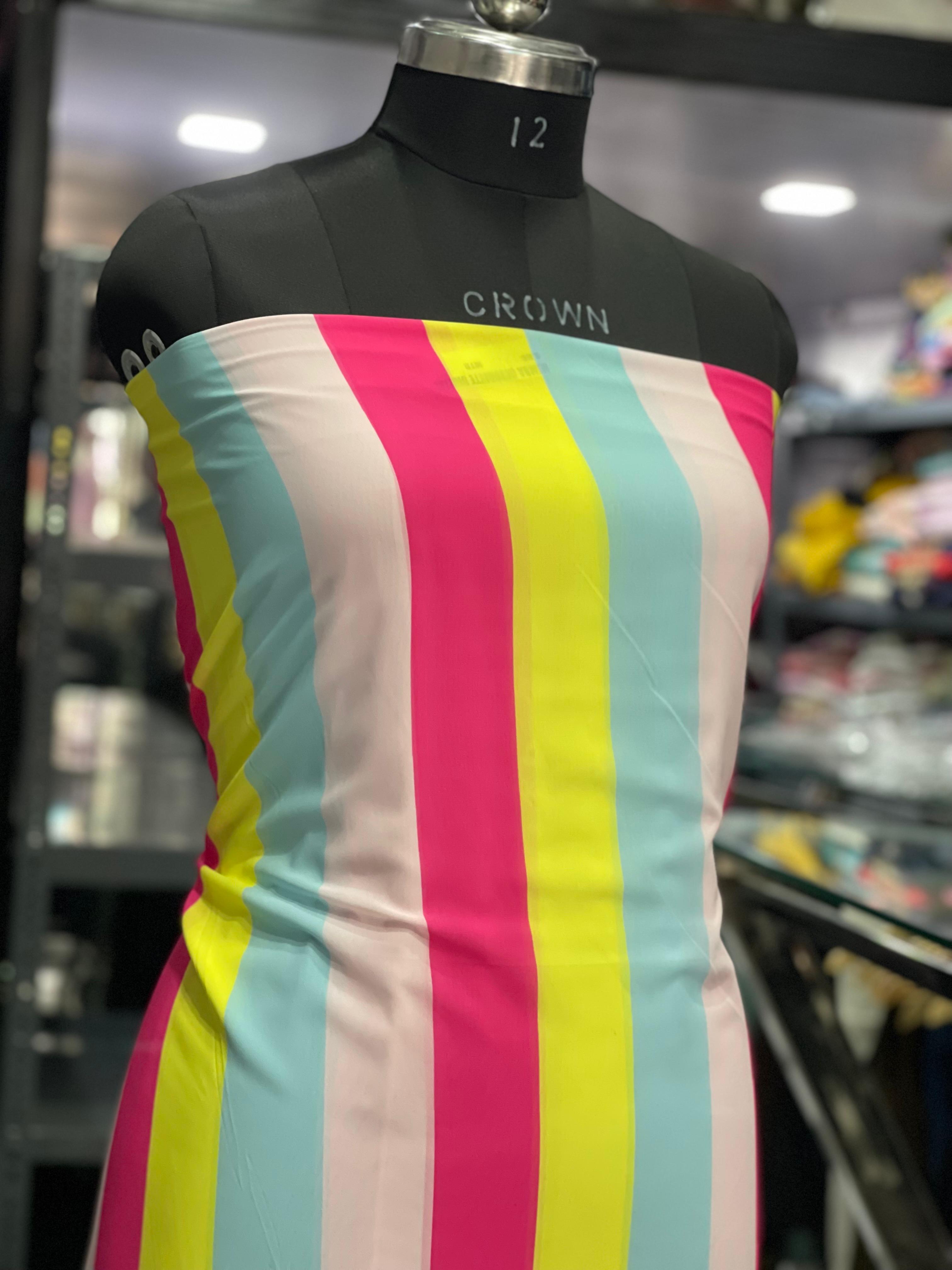  AC041 | Orginza Fabric || Party Wear || Daily Wear || Multicolored Striped Fabric