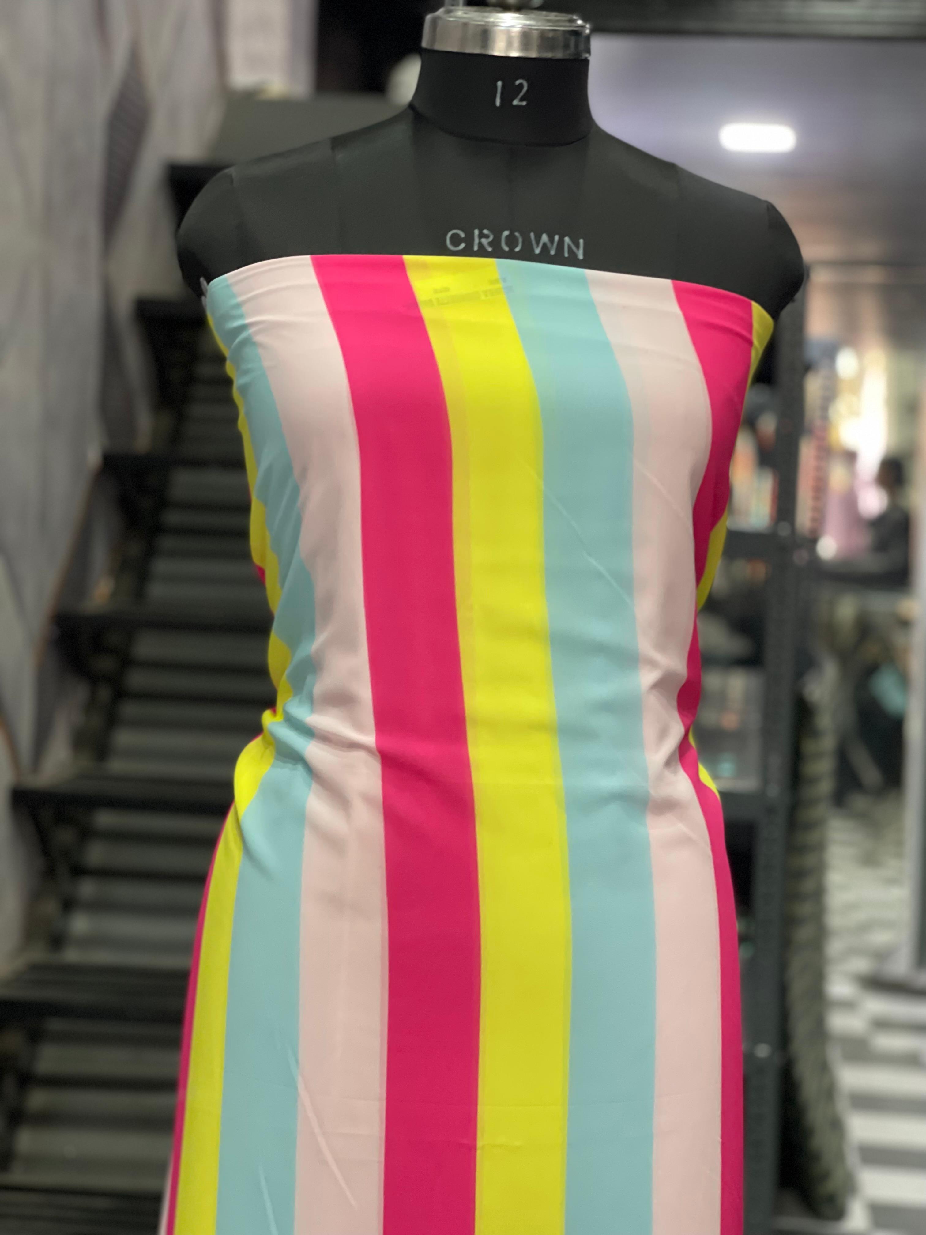  AC041 | Orginza Fabric || Party Wear || Daily Wear || Multicolored Striped Fabric