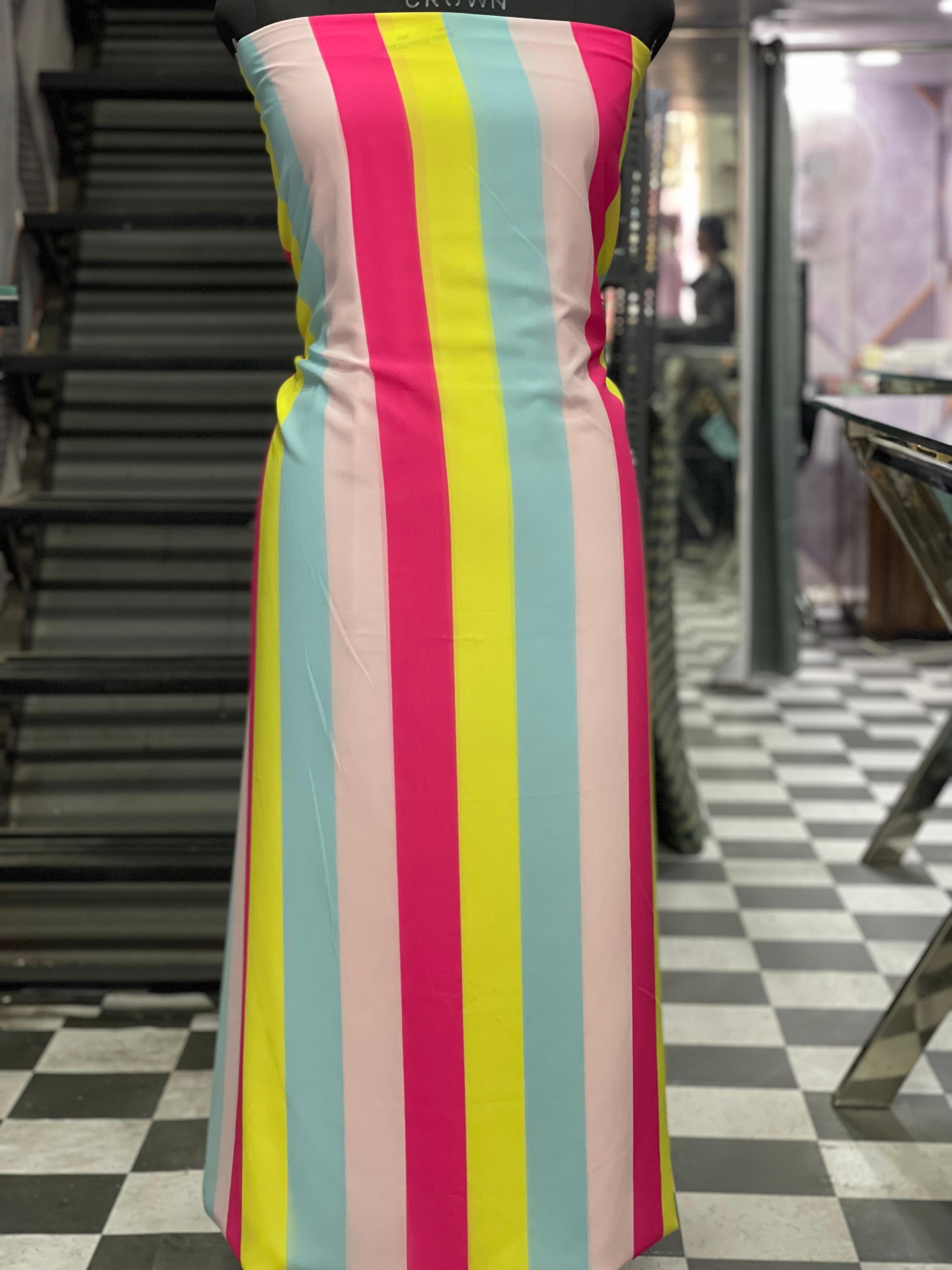  AC041 | Orginza Fabric || Party Wear || Daily Wear || Multicolored Striped Fabric