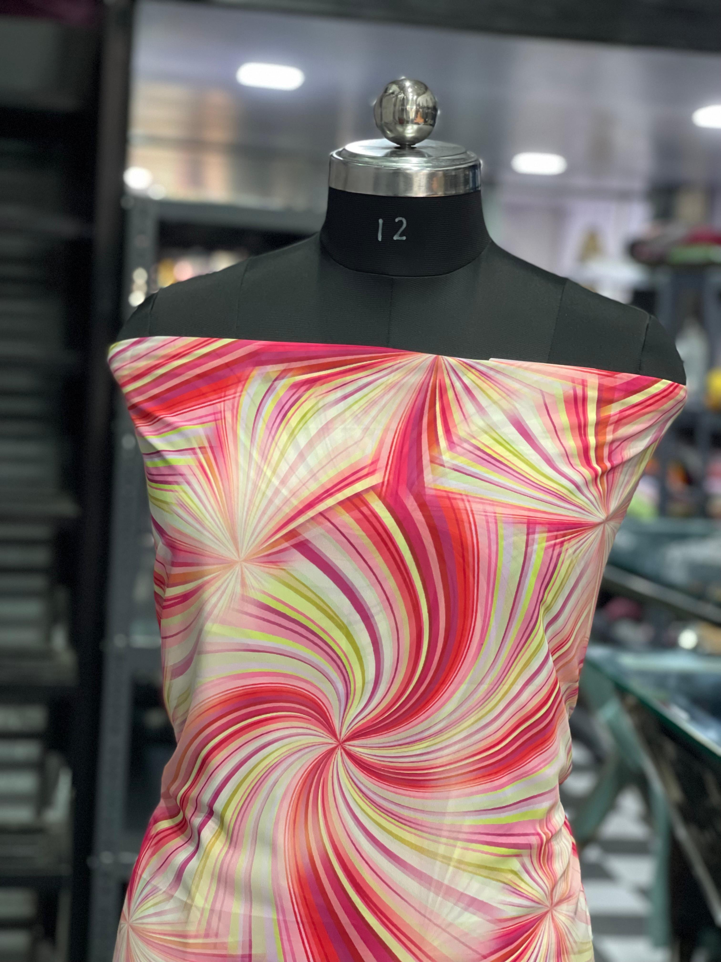  AC043 | Georgette Multicolor || Party Wear Suit || Vibrant Swirl Pattern Fabric