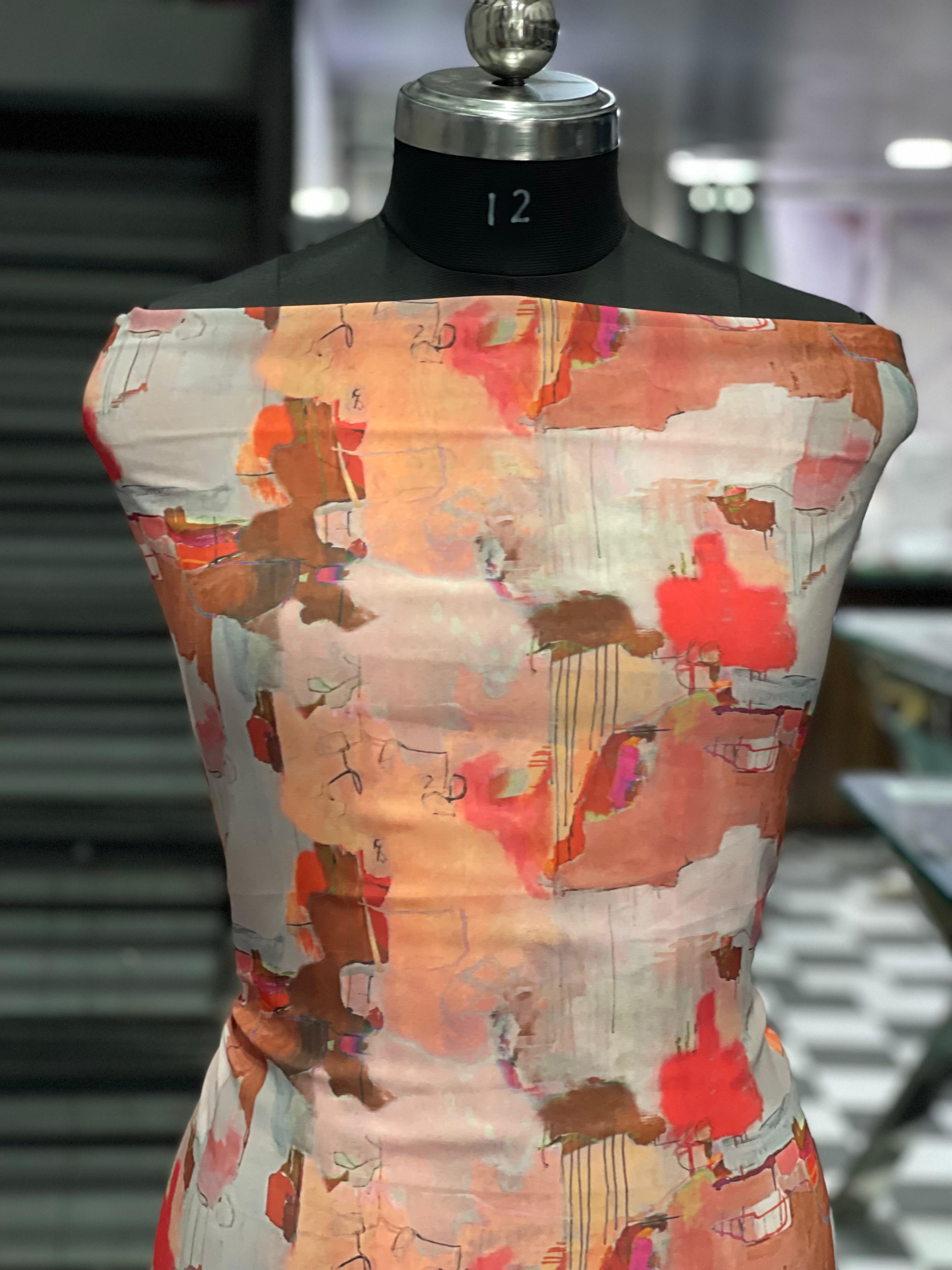  AC037 | Digital Print || Georgette Suit || Party Wear Suit || Office Wear || Abstract Art Print Fabric