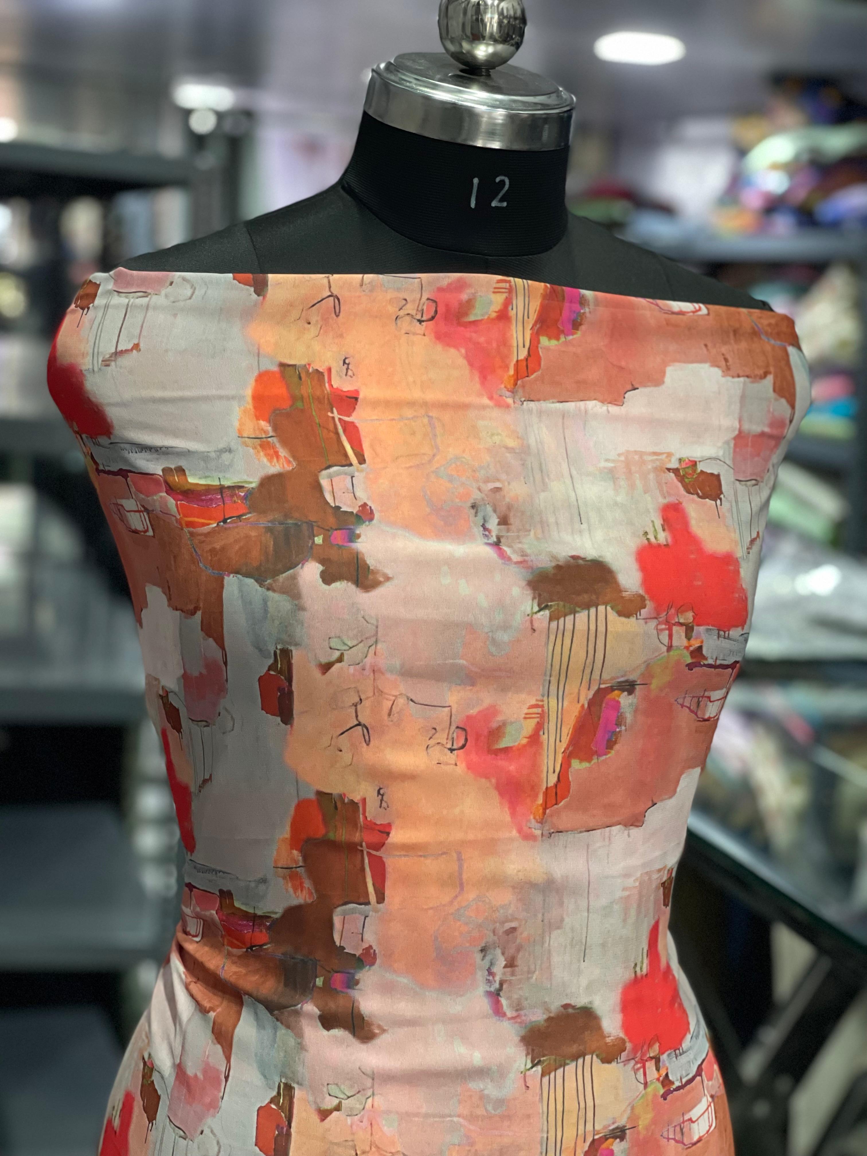  AC037 | Digital Print || Georgette Suit || Party Wear Suit || Office Wear || Abstract Art Print Fabric