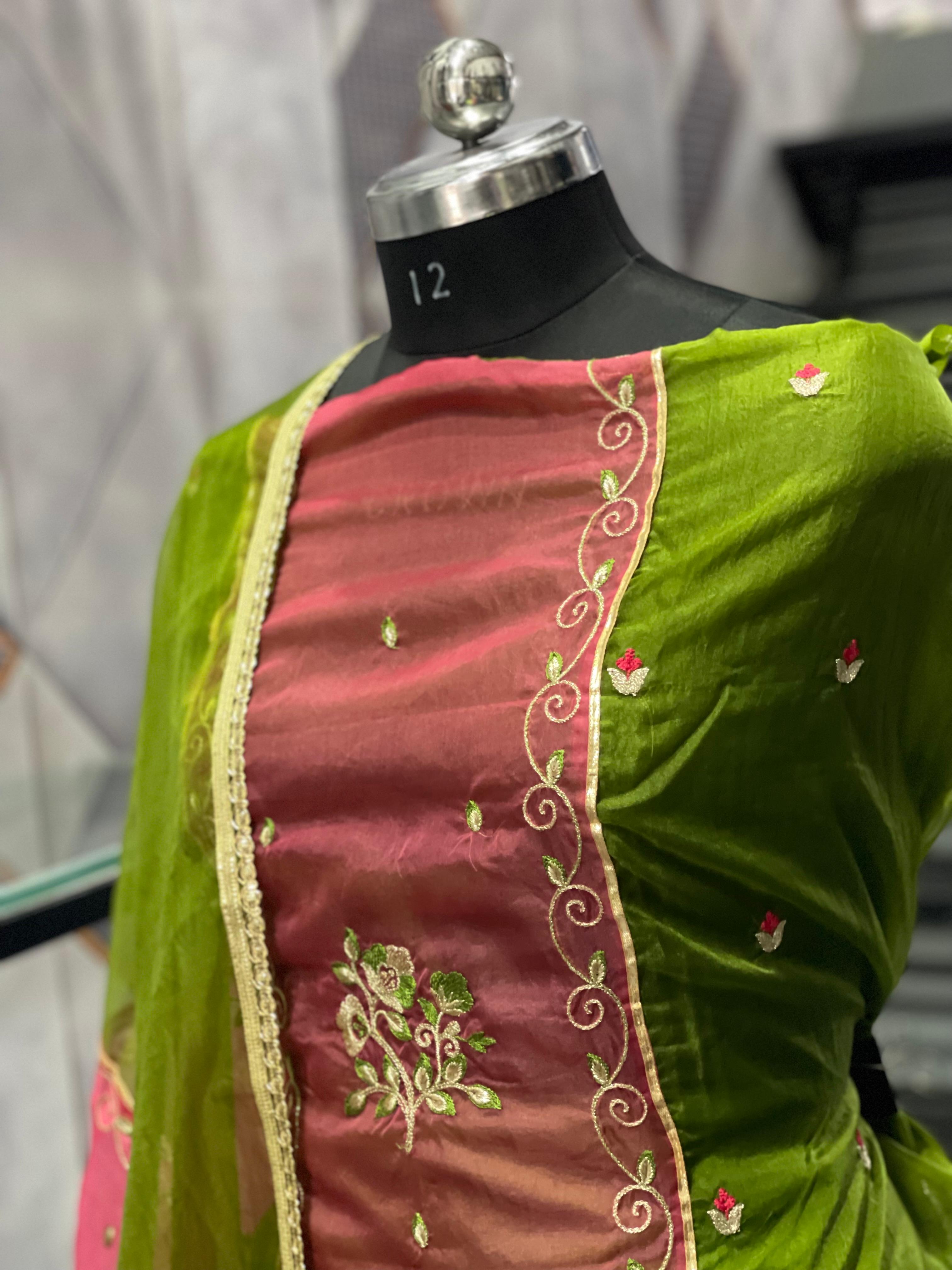 AC089 | Orginza Suit || Orginza Duppatta || Printed Suit || Thread Work || Embroidered Party Wear Salwar Kameez