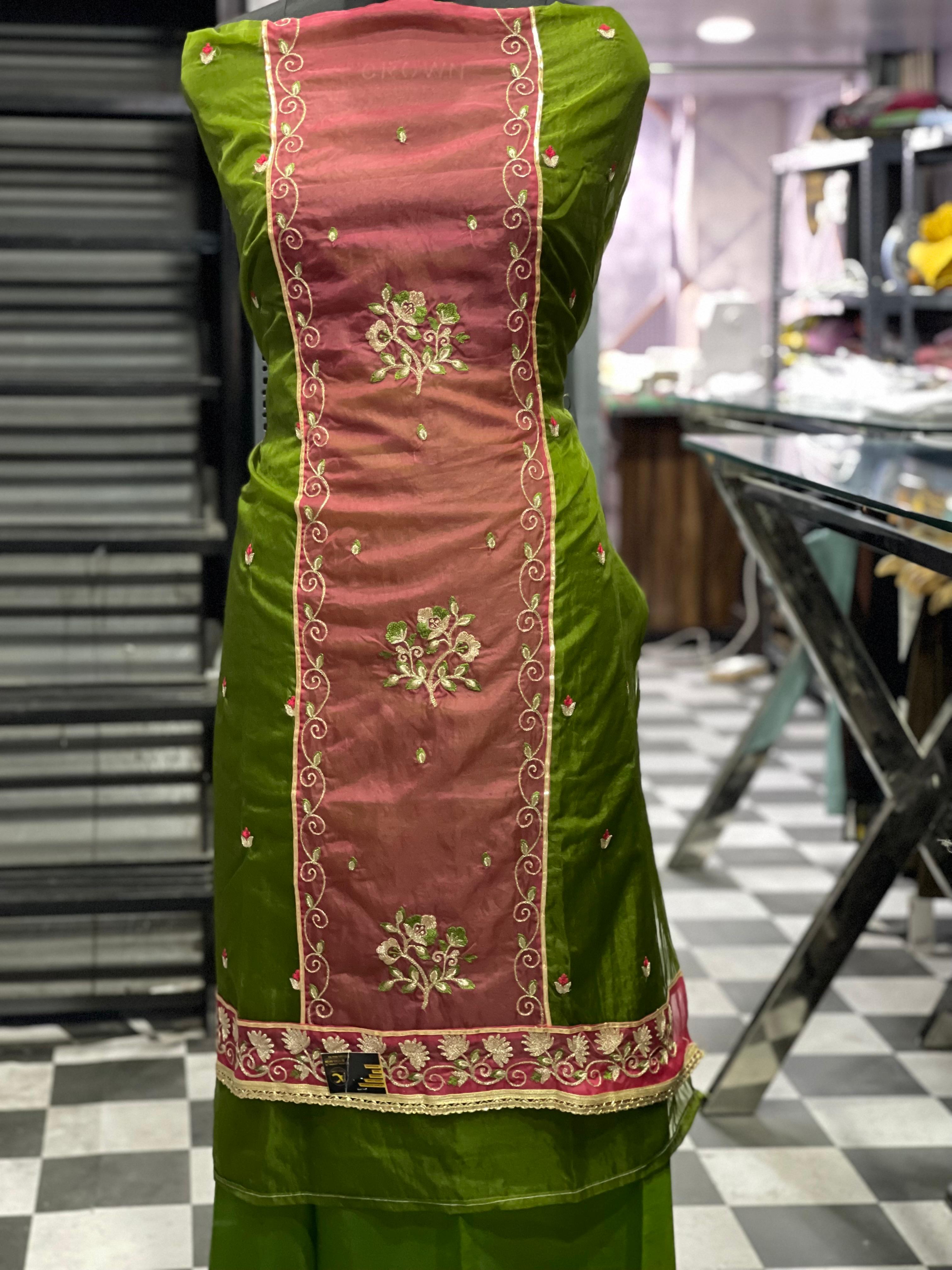 AC089 | Orginza Suit || Orginza Duppatta || Printed Suit || Thread Work || Embroidered Party Wear Salwar Kameez