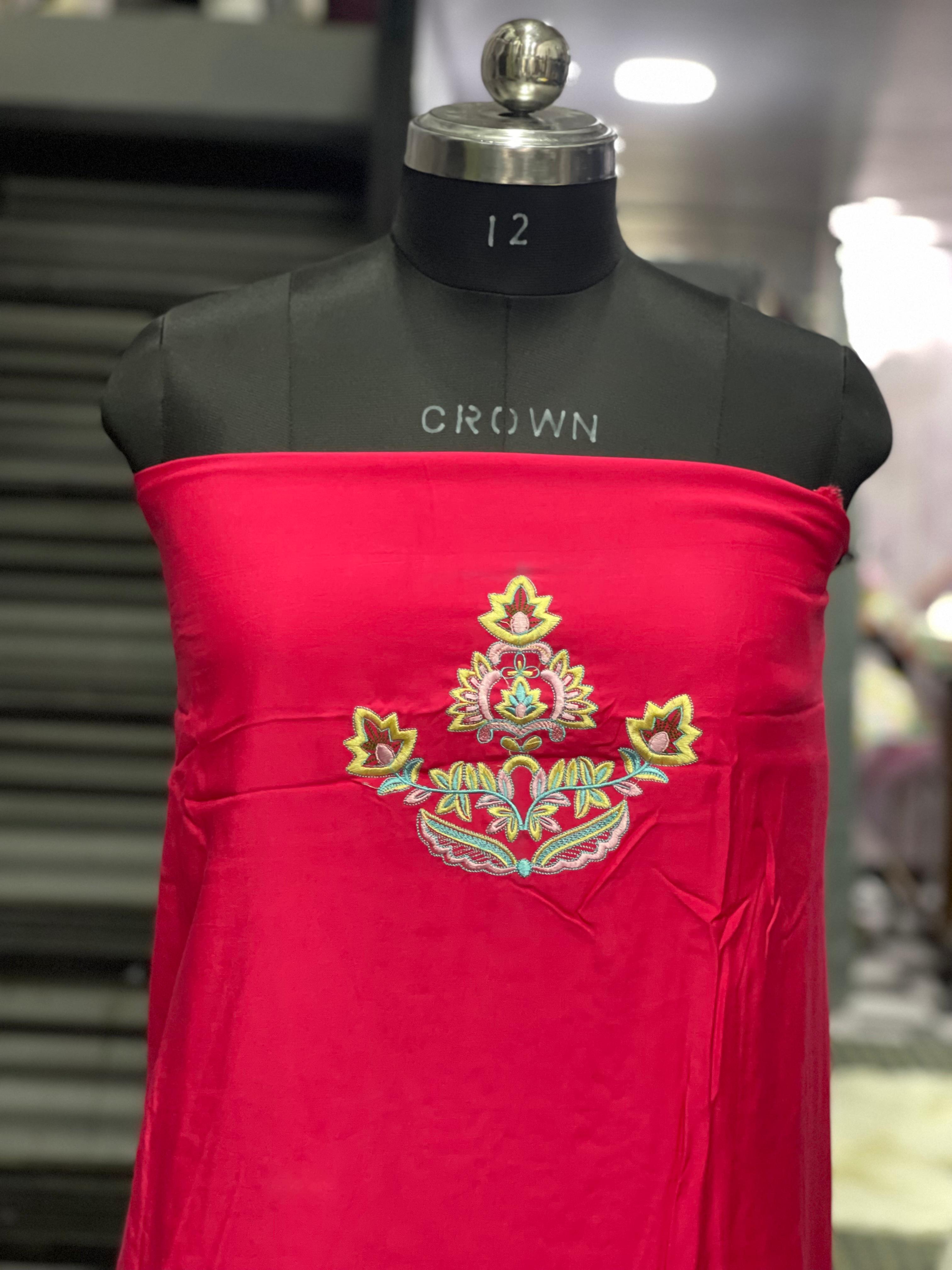 AC083 | Rani Color  || Machine Work Red || Red Suit || Party Wear suit || Daily Wear Suit || Embroidered Red Fabric