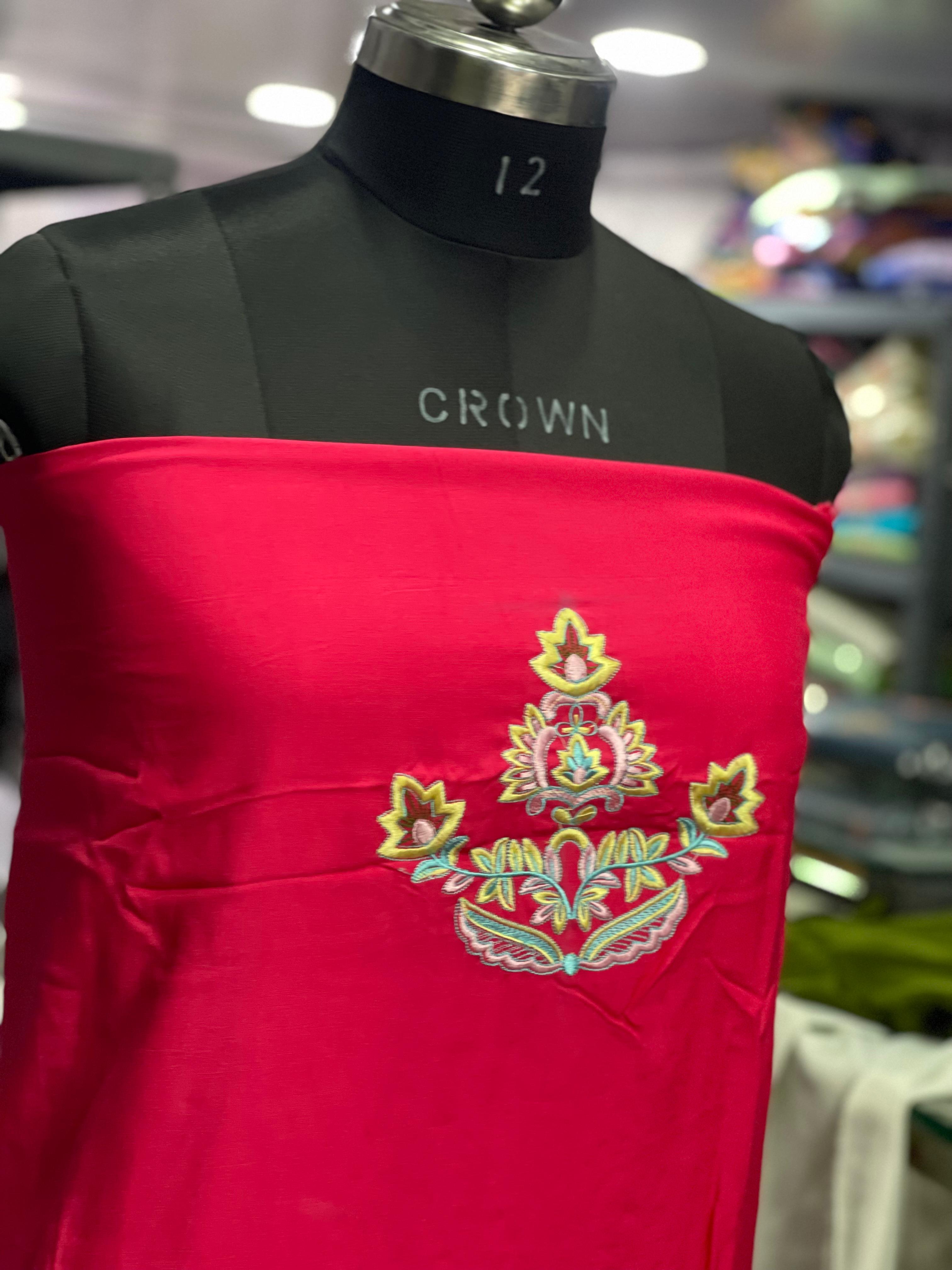 AC083 | Rani Color  || Machine Work Red || Red Suit || Party Wear suit || Daily Wear Suit || Embroidered Red Fabric