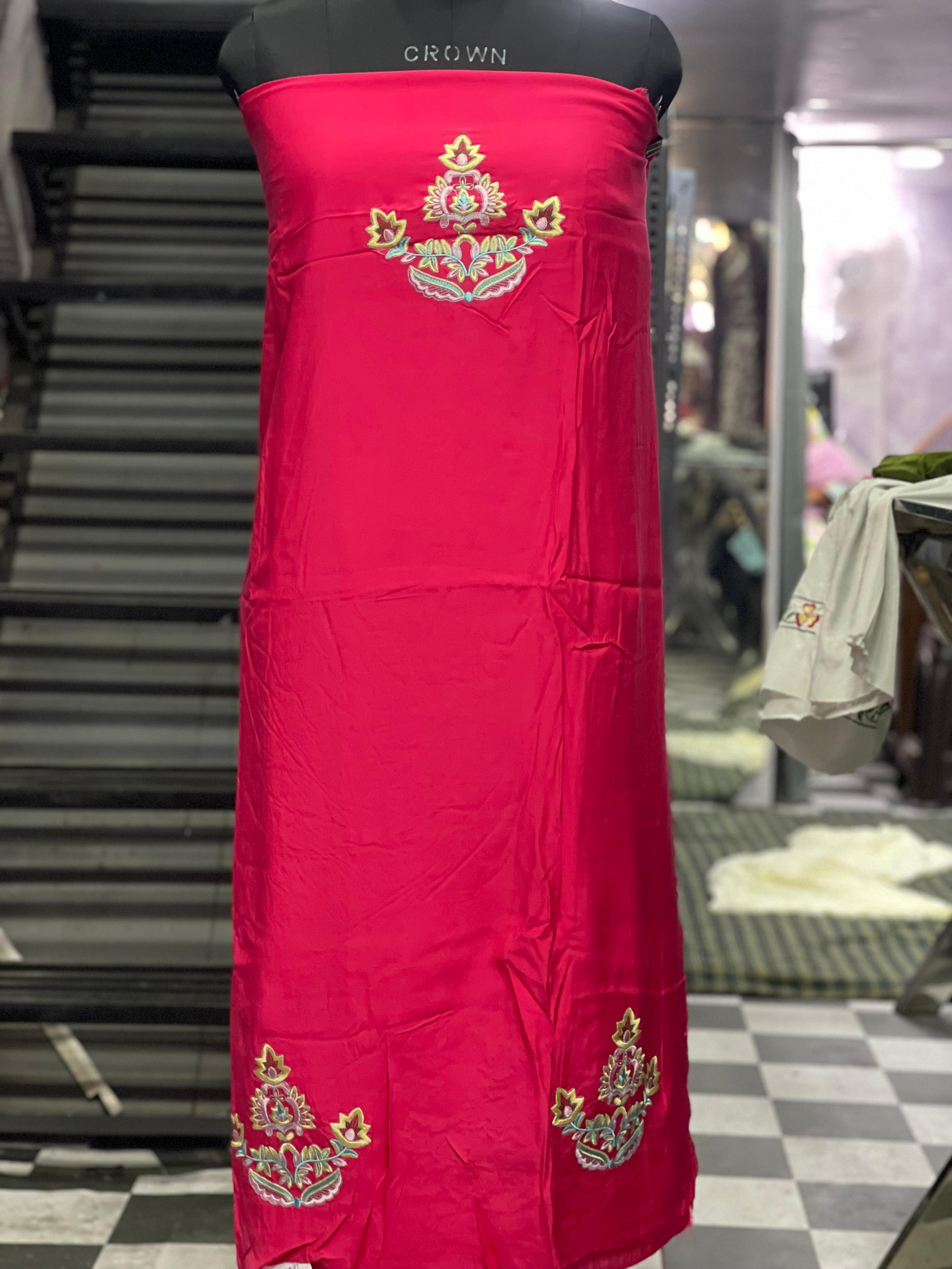 AC083 | Rani Color  || Machine Work Red || Red Suit || Party Wear suit || Daily Wear Suit || Embroidered Red Fabric