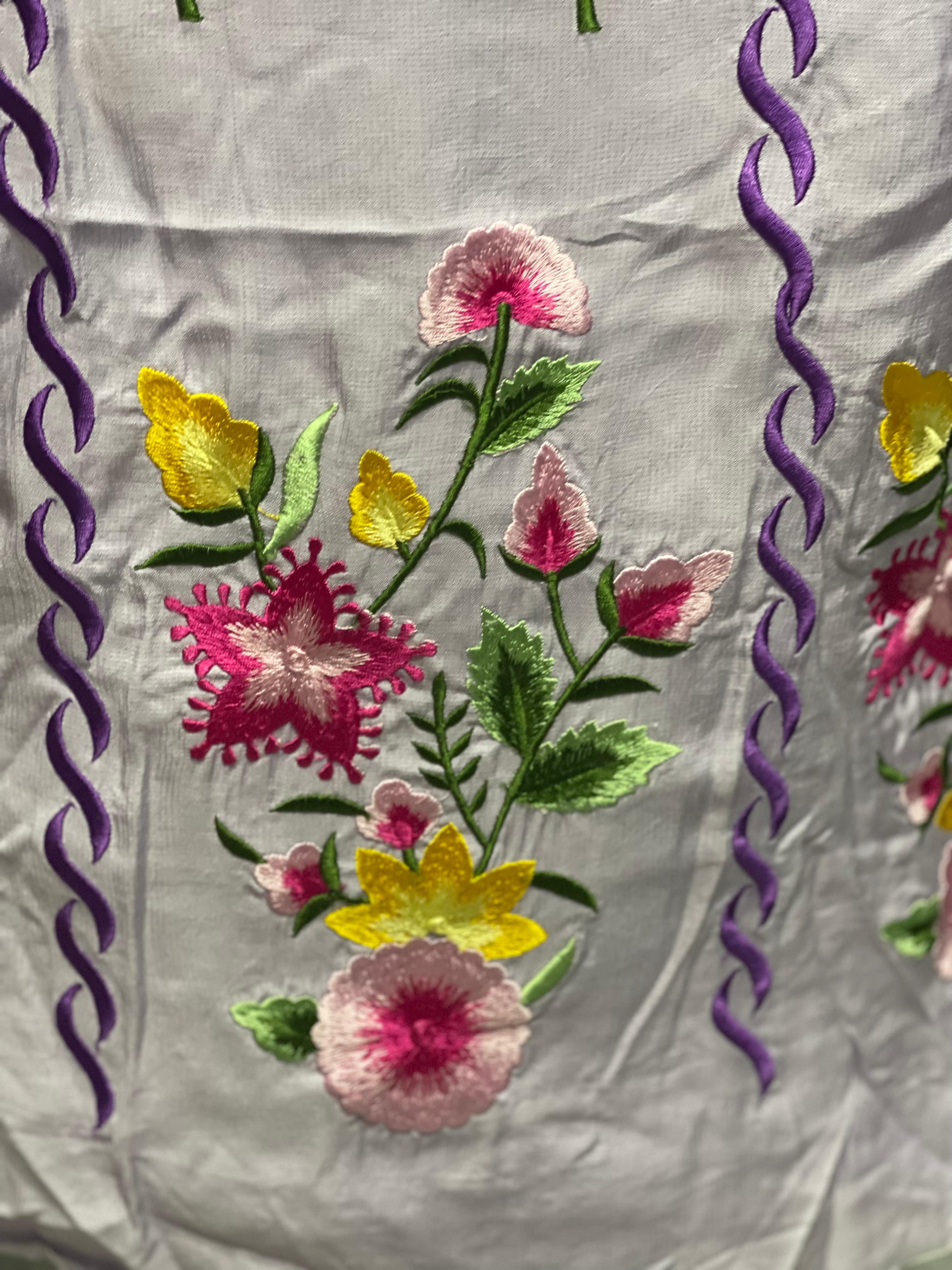 AC085 | Lavender Suit || Machine Work || Party Wear || Casual Wear || Embroidered Cotton Dress Material