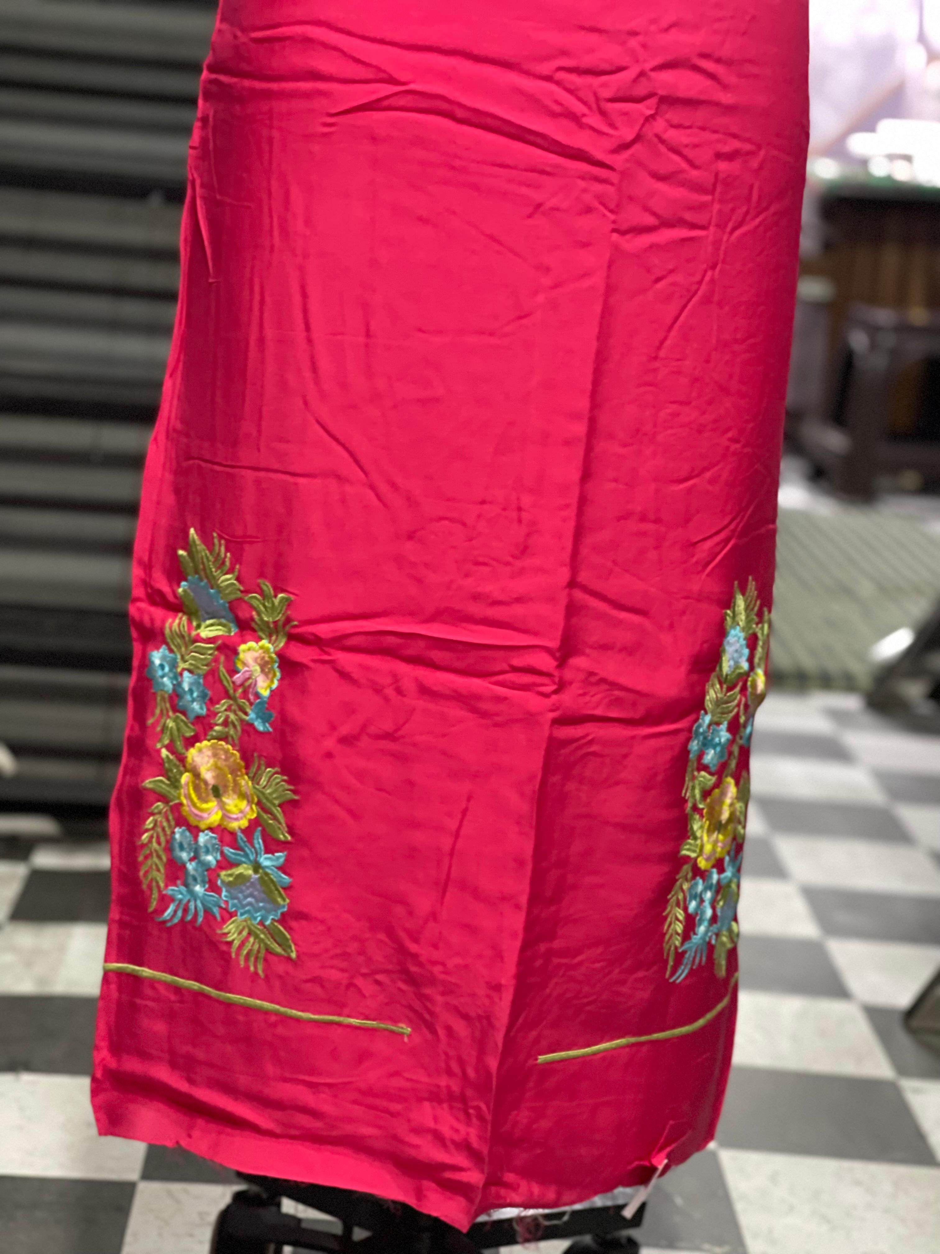 AC080 | Medol Suit || Machine Work  || Red Suit || Office Wear Suit || Jaggo || Ring Ceremony || Vibrant Red Silk Fabric