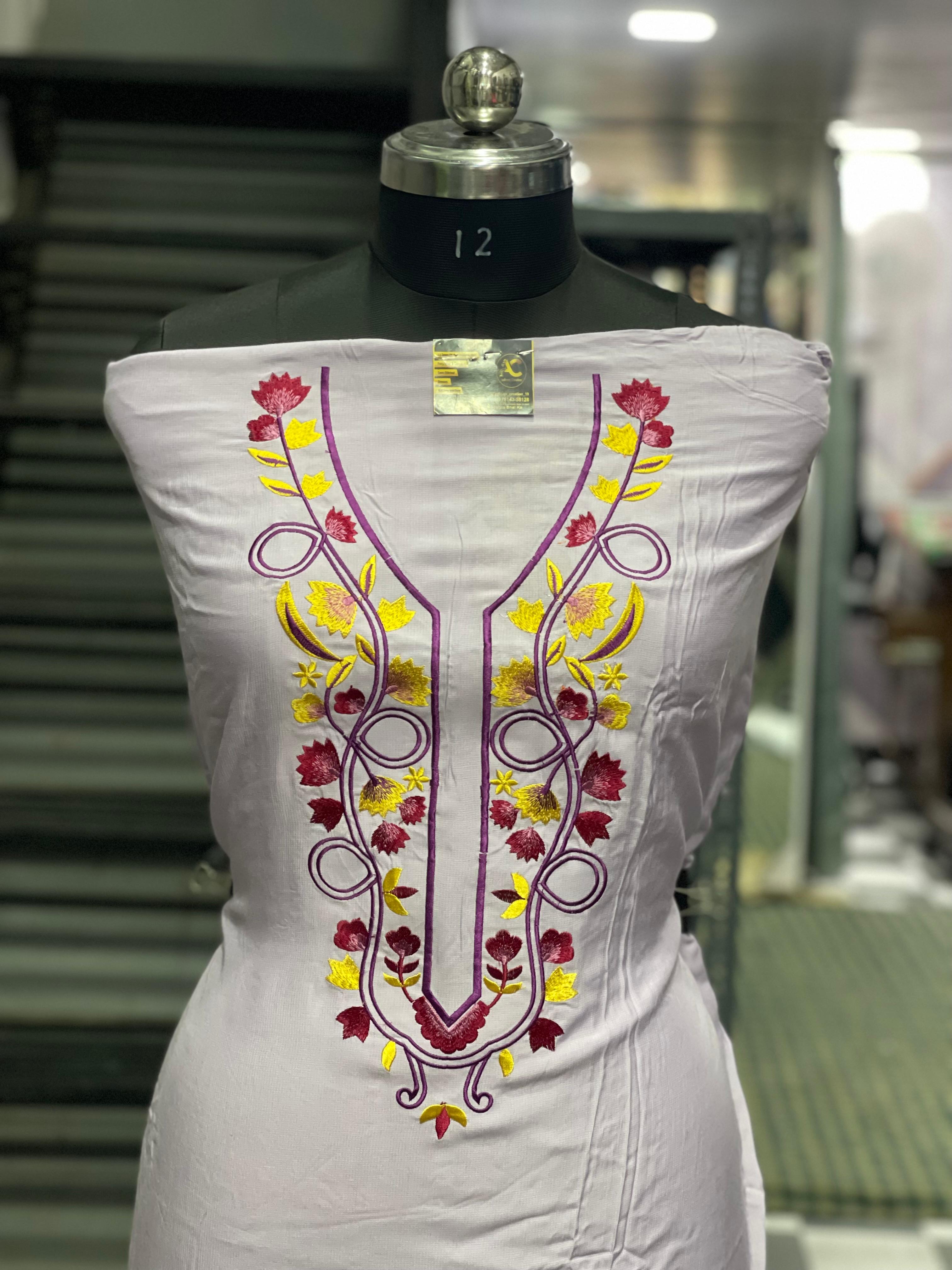 AC086 | Lavender Suit || Machine Work || Thread Work || Madeol Suit || Embroidered Unstitched Dress Material