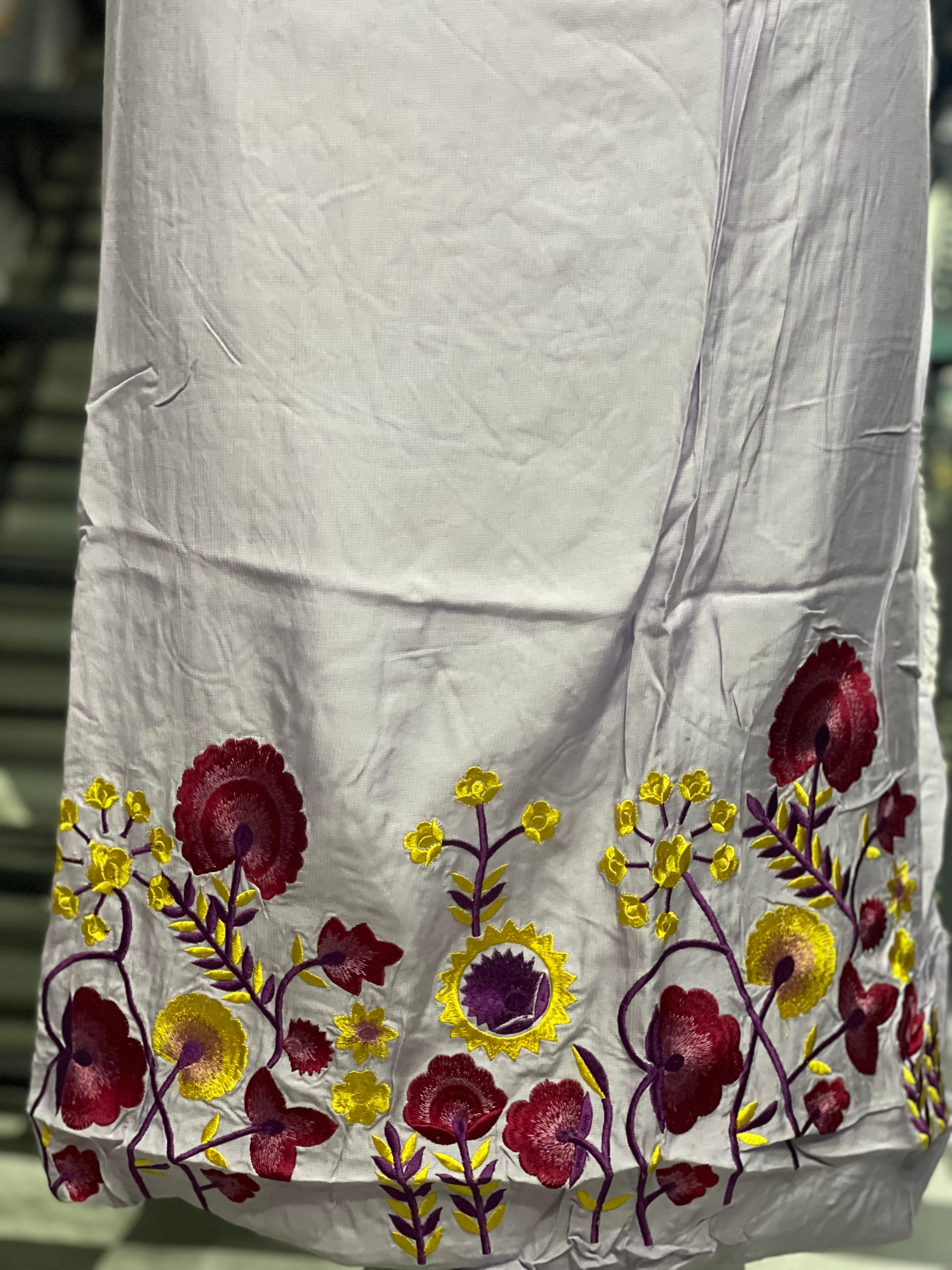 AC086 | Lavender Suit || Machine Work || Thread Work || Madeol Suit || Embroidered Unstitched Dress Material
