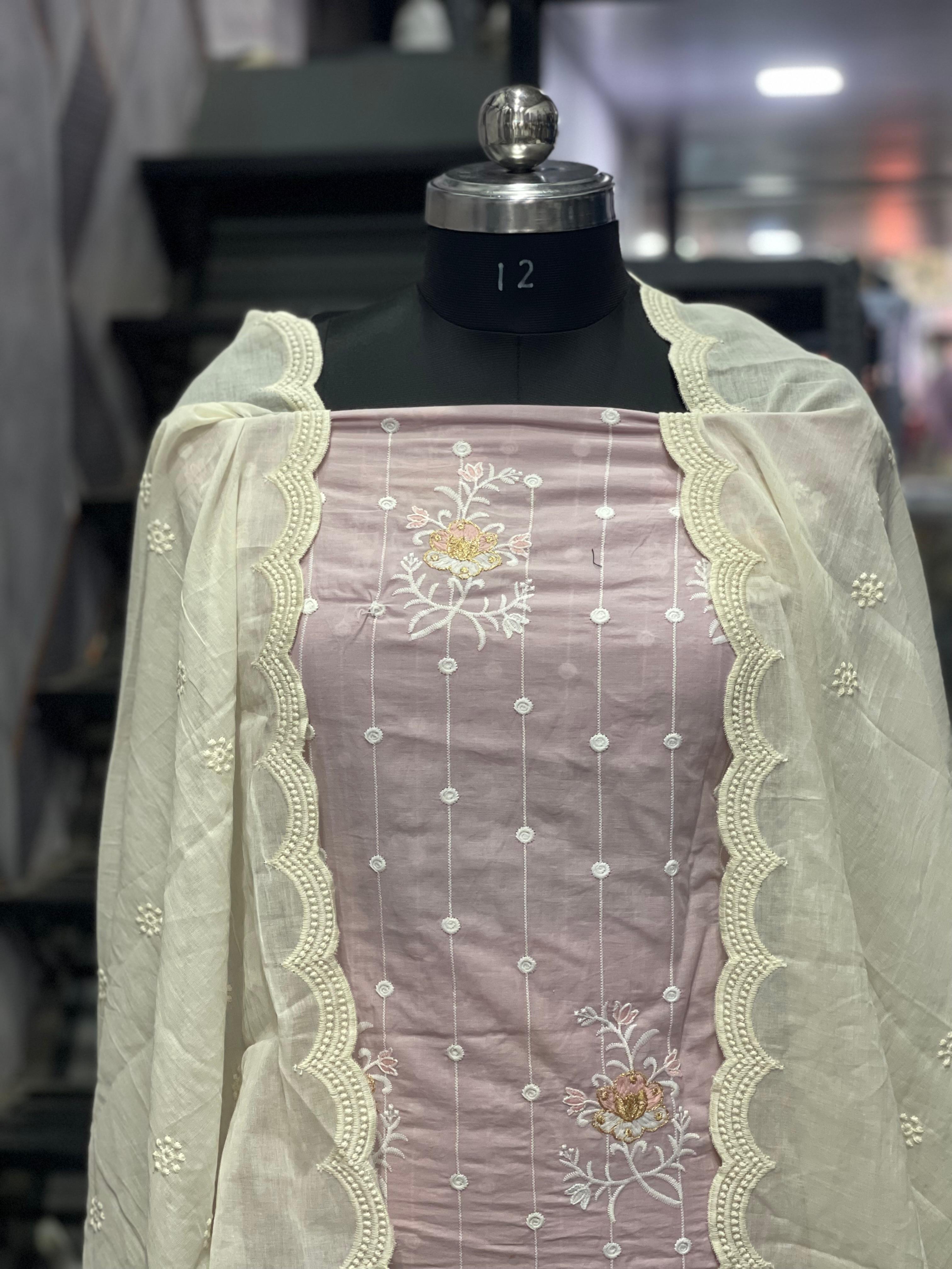 AC092 | Light Pink || Cotton Suit || Chicken Work Duppatta || Party Wear || Jaggo || Embroidered Salwar Suit Set