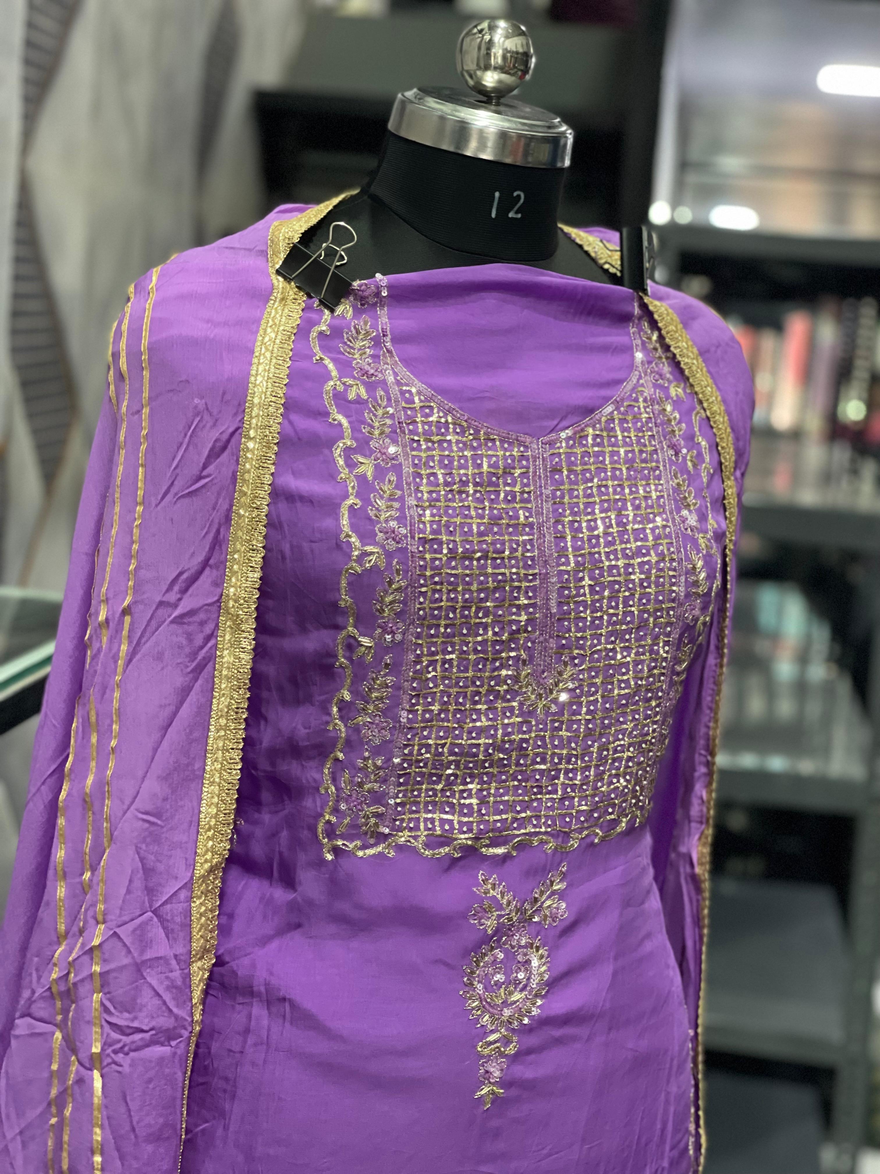 AC138 | Purple Color Shade | Hand Work | Orginza Stuff | Party Wear | Jaggo | Ring cermony | Festivel