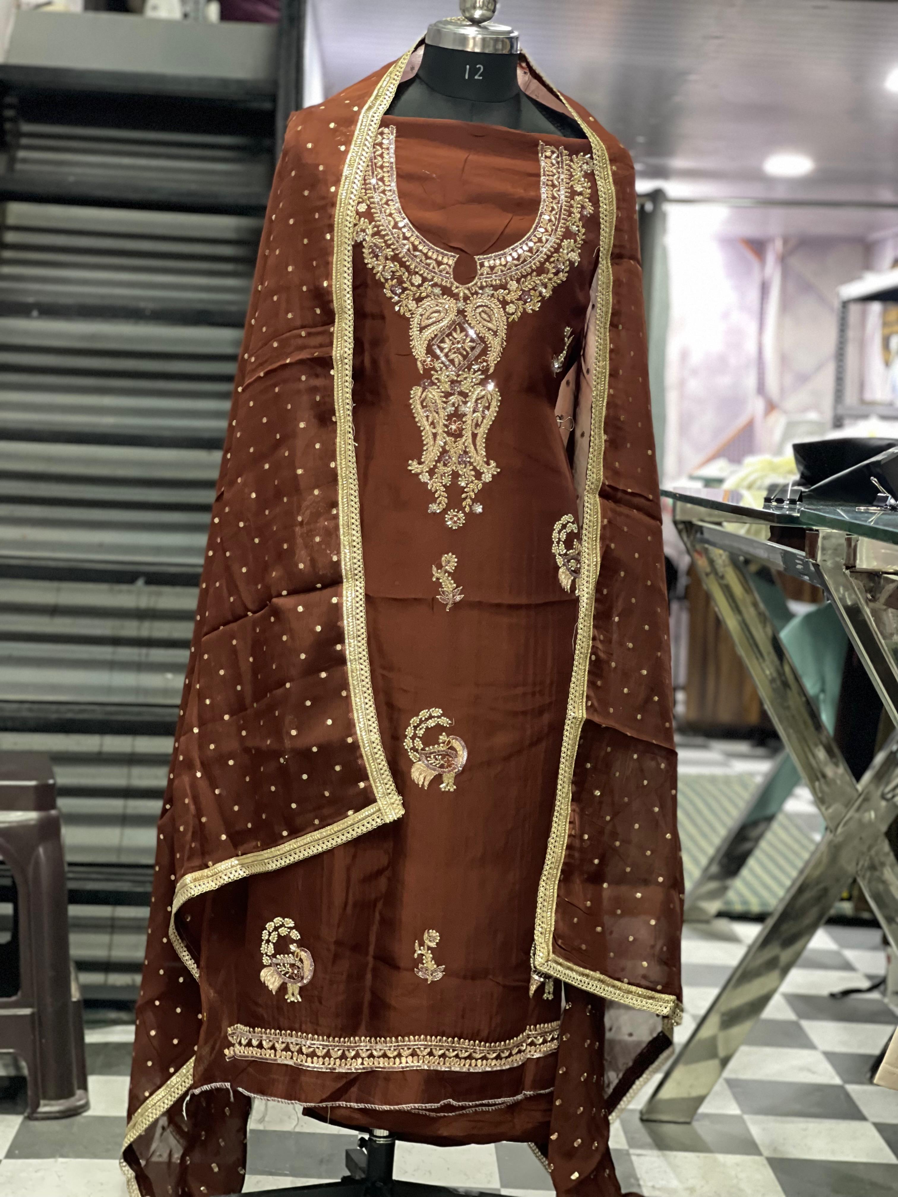  AC135 | Coffee Color Shade | Orginza Stuff | Hand Work | Jaggo | Party Wear | Festivel | Casual Wear 