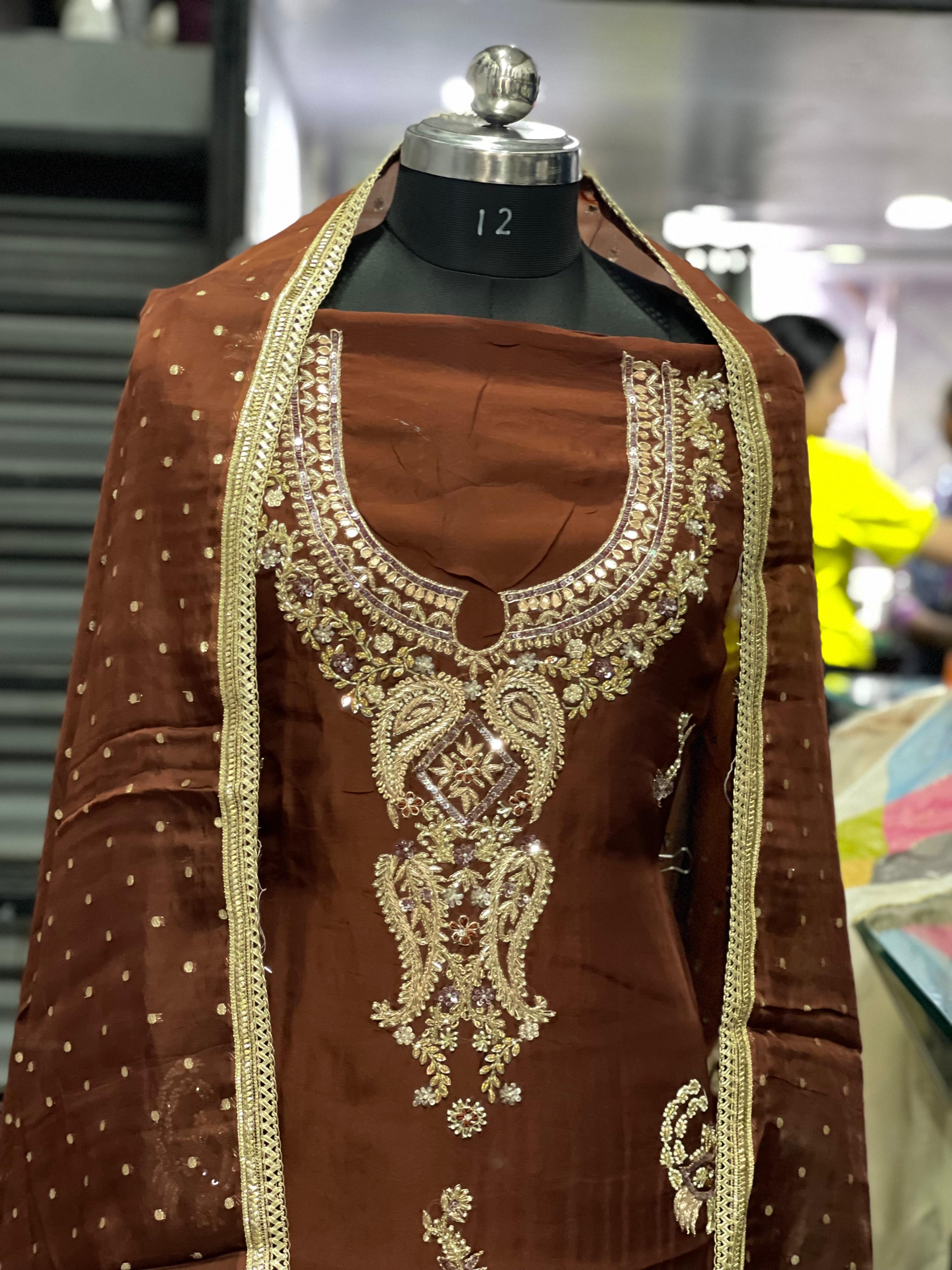  AC135 | Coffee Color Shade | Orginza Stuff | Hand Work | Jaggo | Party Wear | Festivel | Casual Wear 