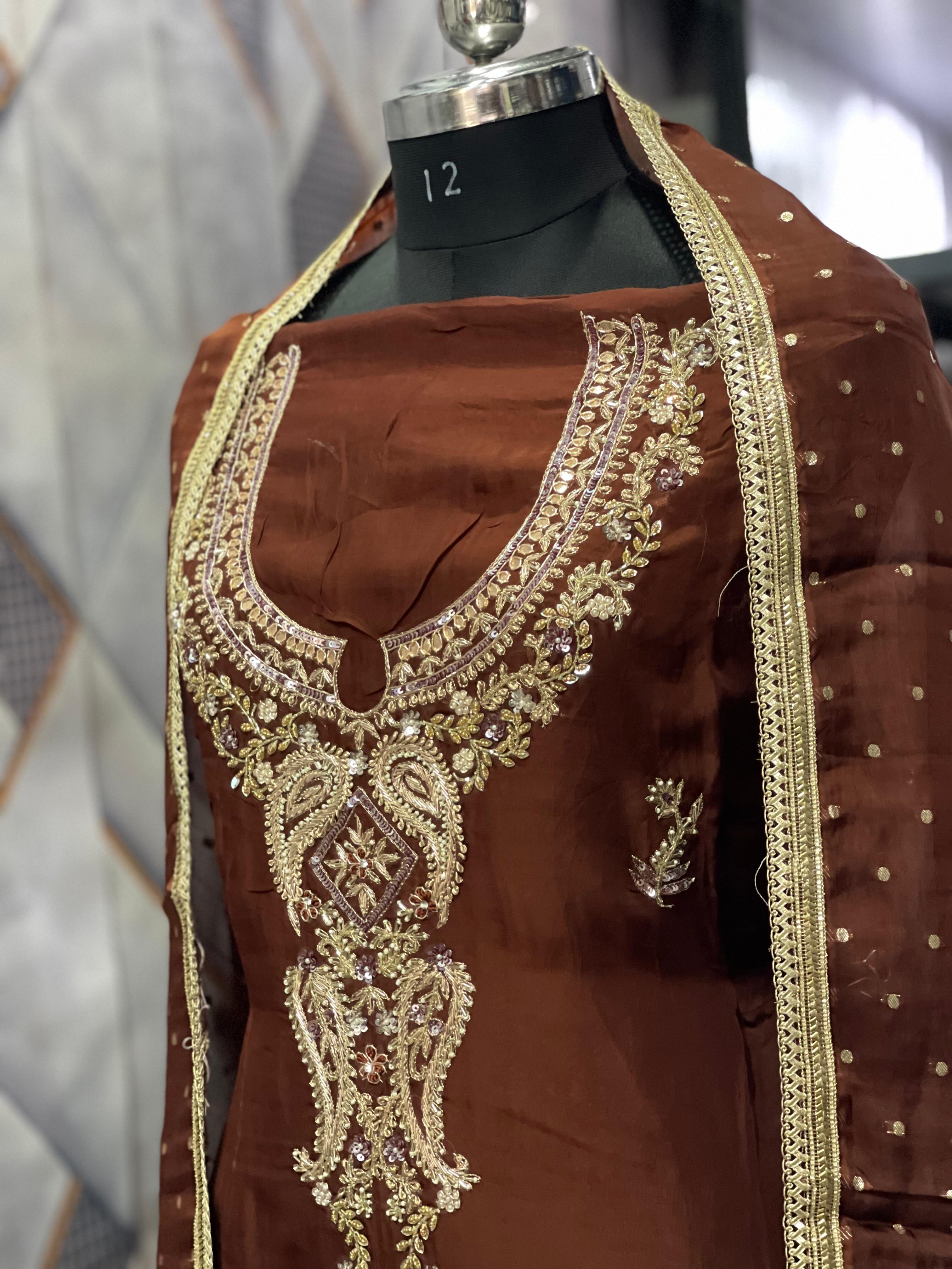  AC135 | Coffee Color Shade | Orginza Stuff | Hand Work | Jaggo | Party Wear | Festivel | Casual Wear 