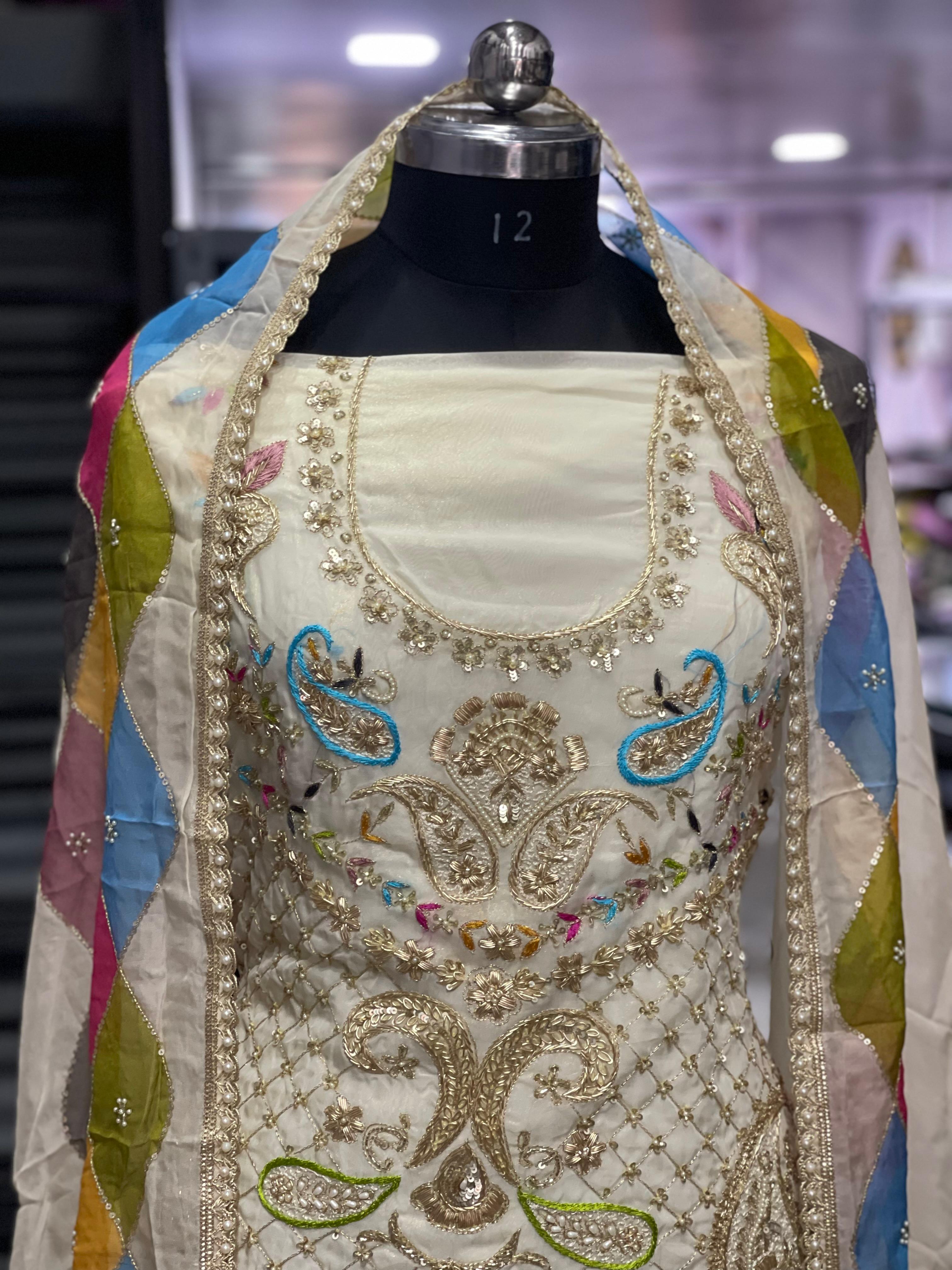  AC151 |  Off-White | Shimmer Stuff | Hand Work | Wedding Suit | Jaggo | Festivel | Ring Ceremony 