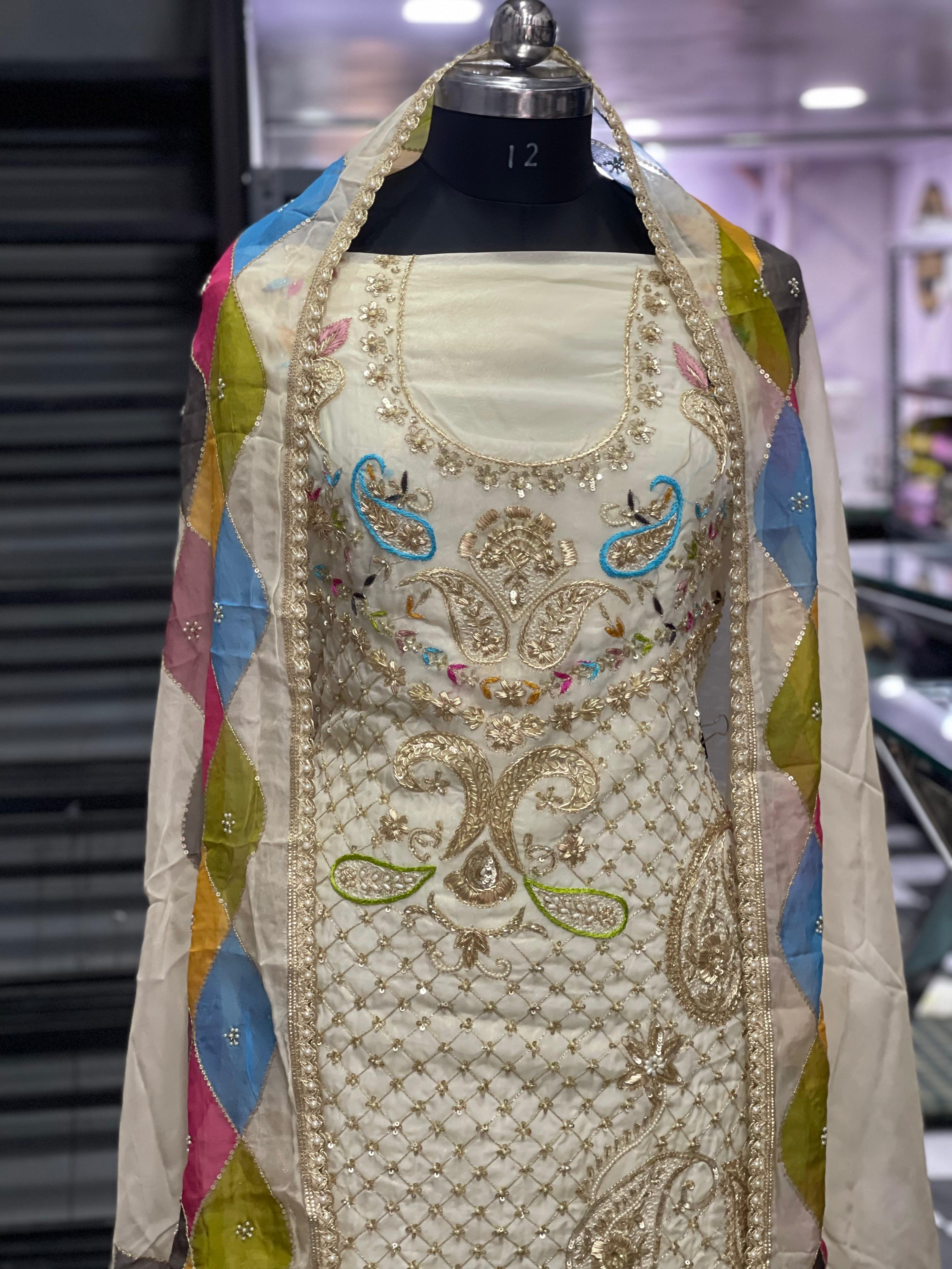  AC151 |  Off-White | Shimmer Stuff | Hand Work | Wedding Suit | Jaggo | Festivel | Ring Ceremony 