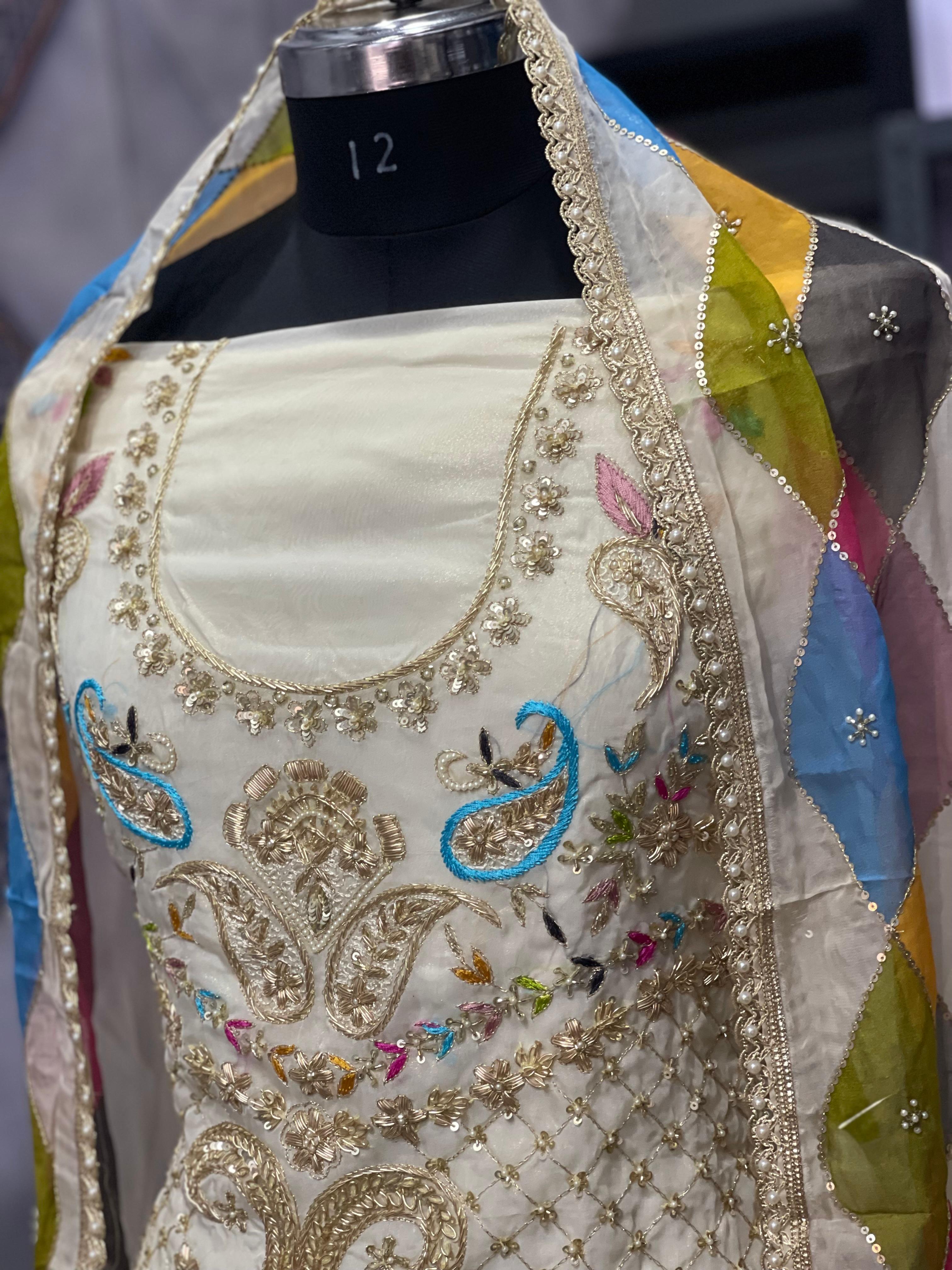  AC151 |  Off-White | Shimmer Stuff | Hand Work | Wedding Suit | Jaggo | Festivel | Ring Ceremony 