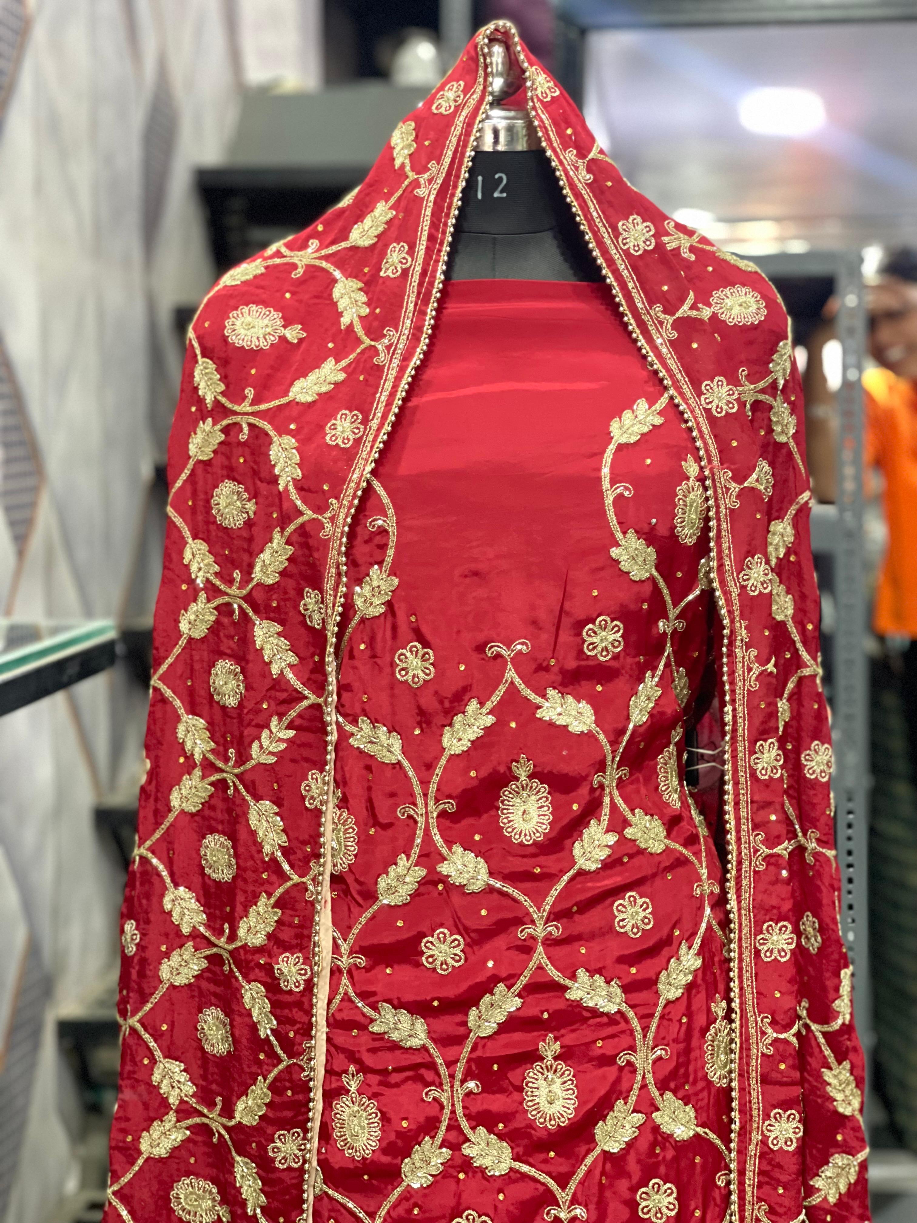  AC148 | Red Shade Suit | Creape Stuff | Wedding Suit | Jaggo  Wear | Party Wear | Ring Ceremony 