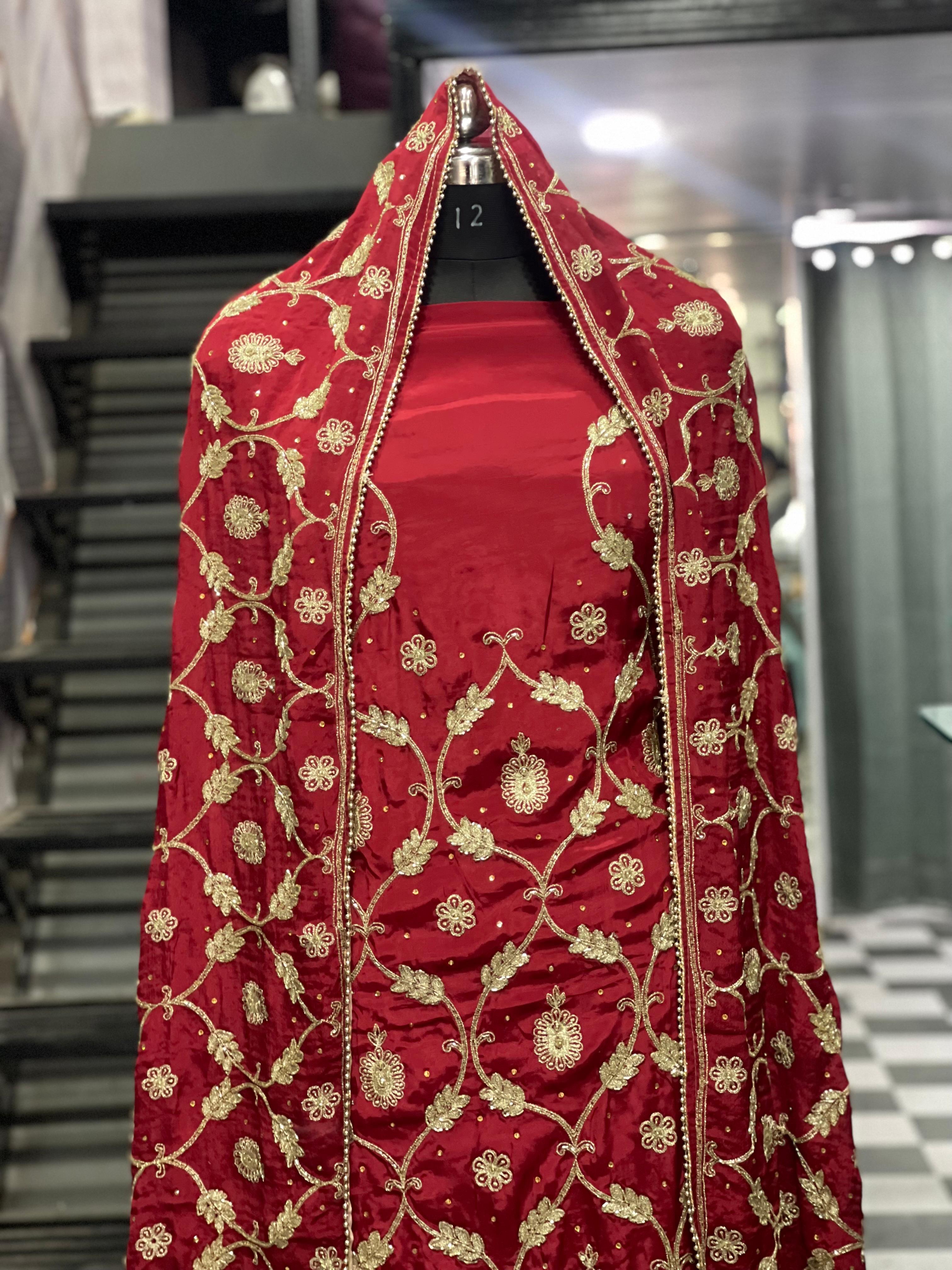  AC148 | Red Shade Suit | Creape Stuff | Wedding Suit | Jaggo  Wear | Party Wear | Ring Ceremony 