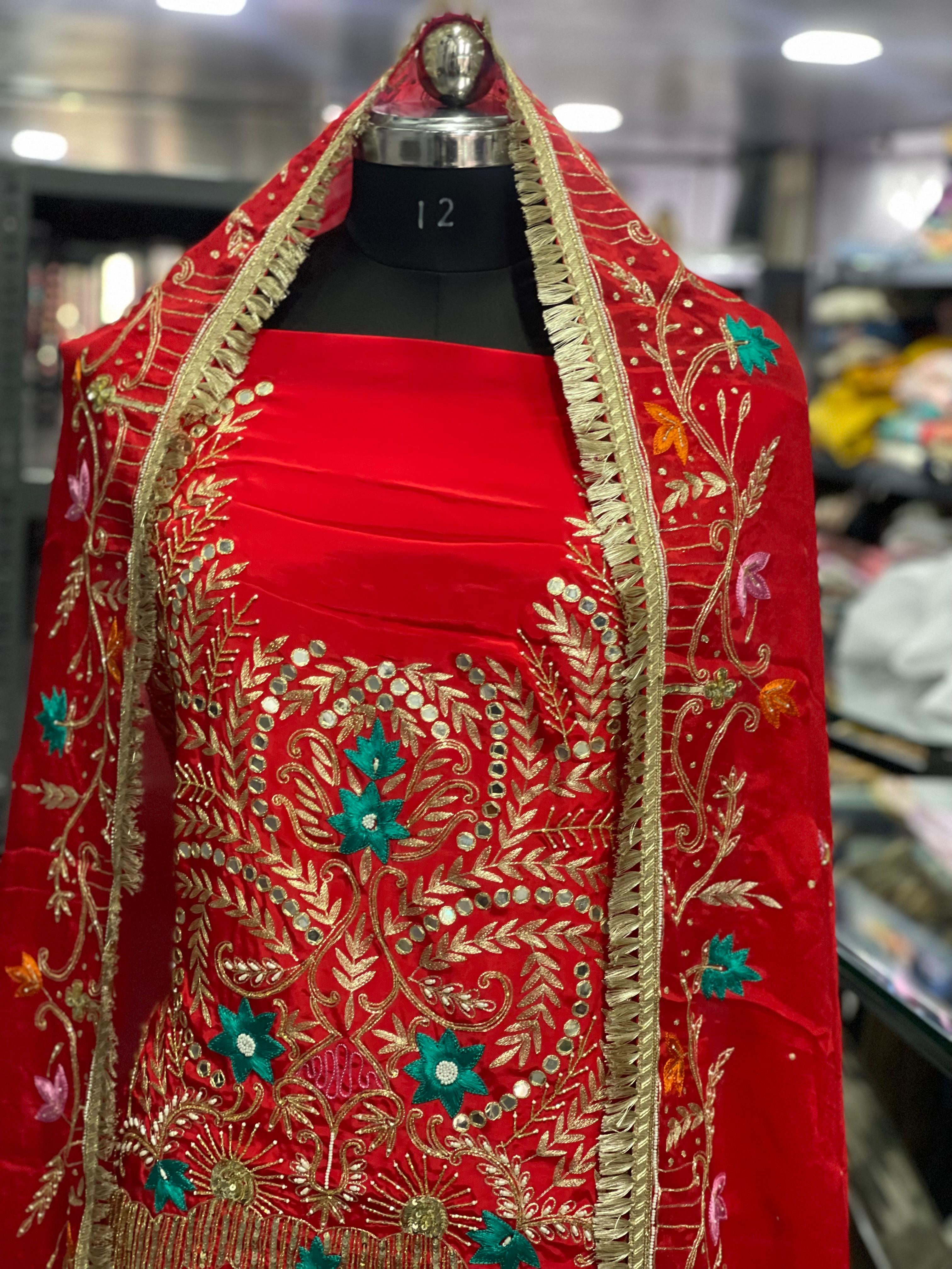 AC147 | Red Shade | Pure Creape  Stuff | Wedding Suit | Jaggo  Wear | Ring Ceremony | Party Wear 