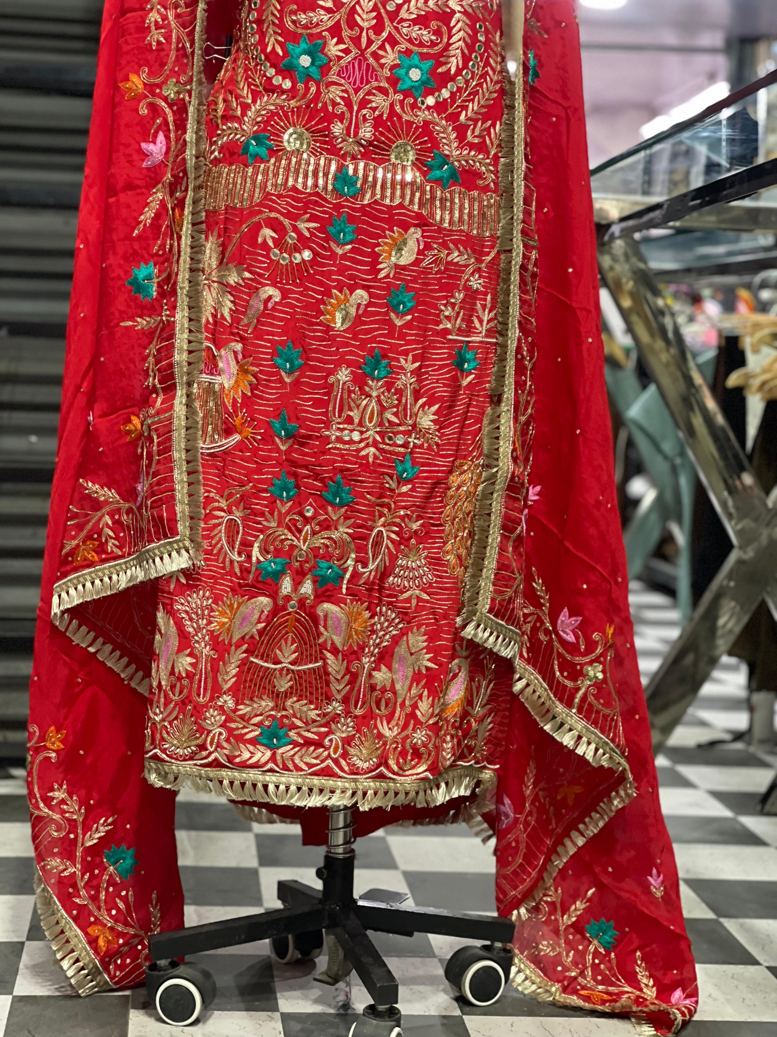  AC147 | Red Shade | Pure Creape  Stuff | Wedding Suit | Jaggo  Wear | Ring Ceremony | Party Wear 