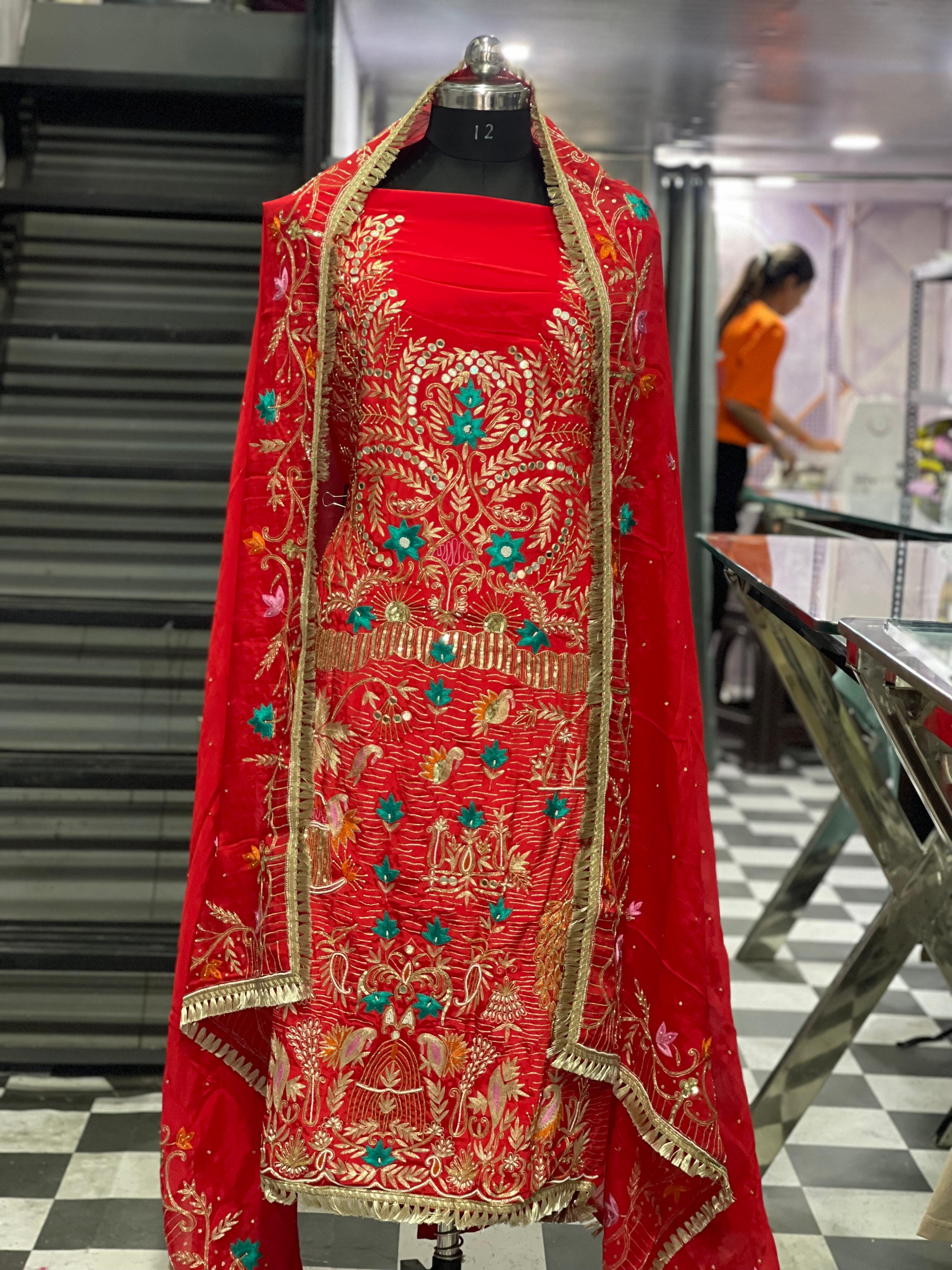  AC147 | Red Shade | Pure Creape  Stuff | Wedding Suit | Jaggo  Wear | Ring Ceremony | Party Wear 