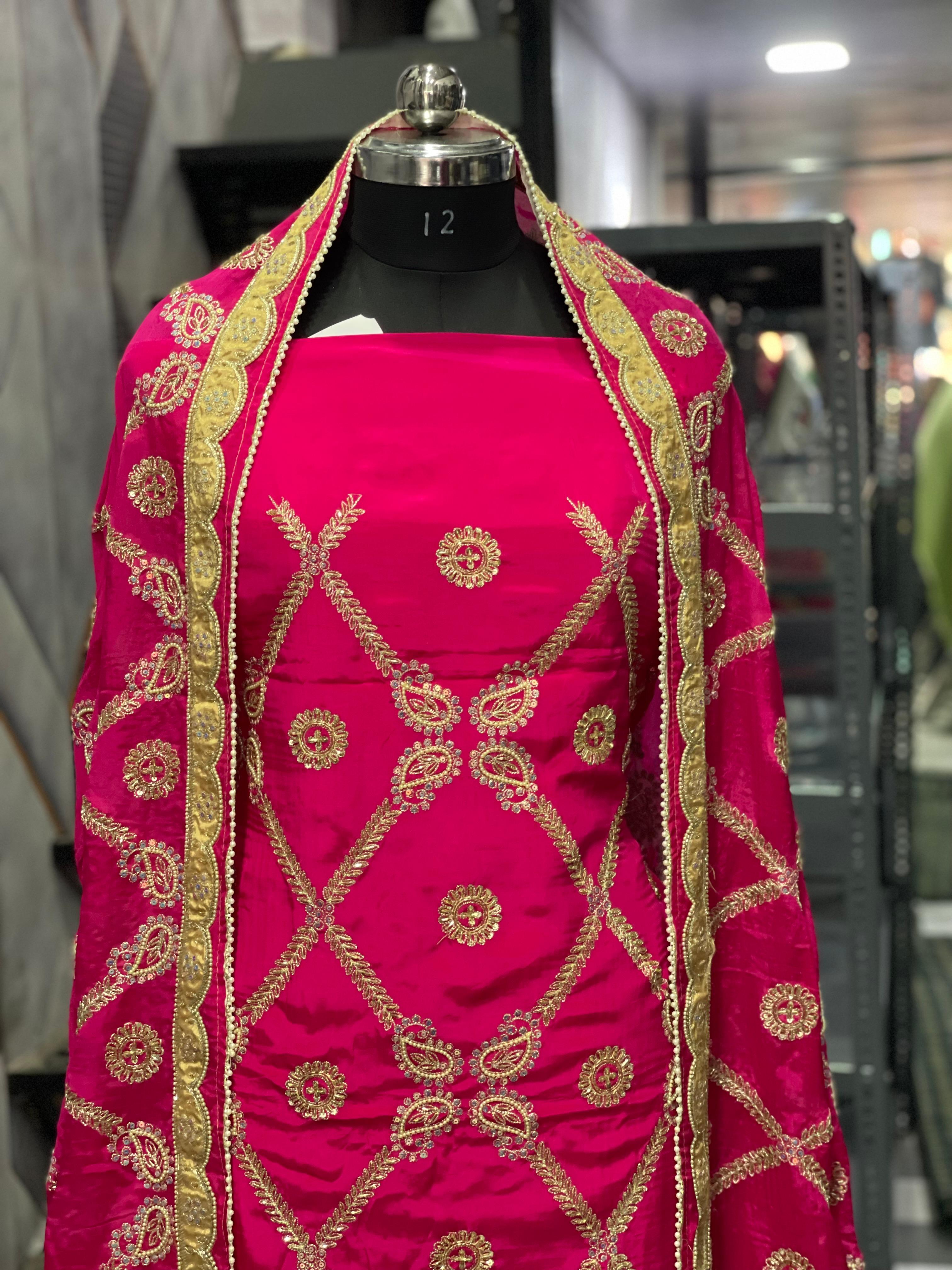  AC146 | Traditional Pink Embroidered Dress | Creape Stuff | Wedding  Suit | Jaddo | Ring Ceremony | Party Wear 