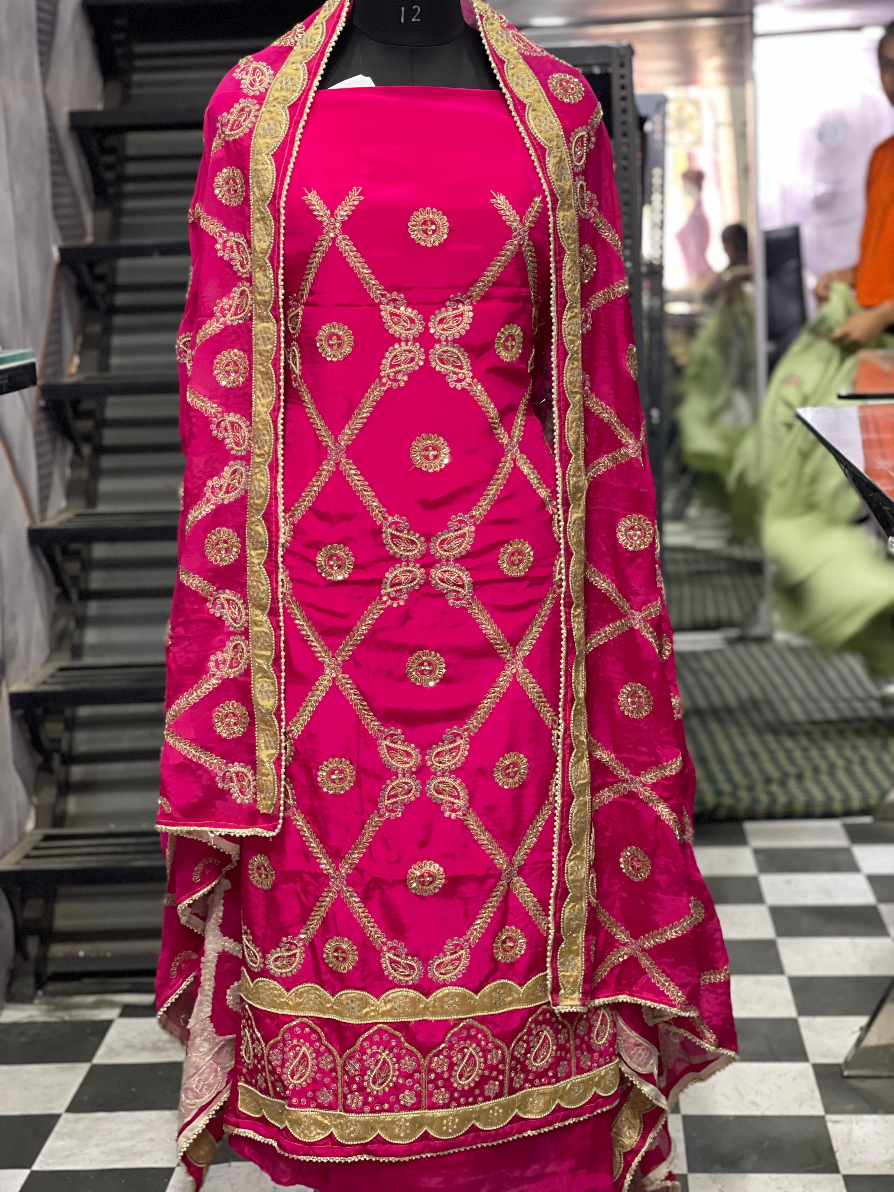  AC146 | Traditional Pink Embroidered Dress | Creape Stuff | Wedding  Suit | Jaddo | Ring Ceremony | Party Wear 