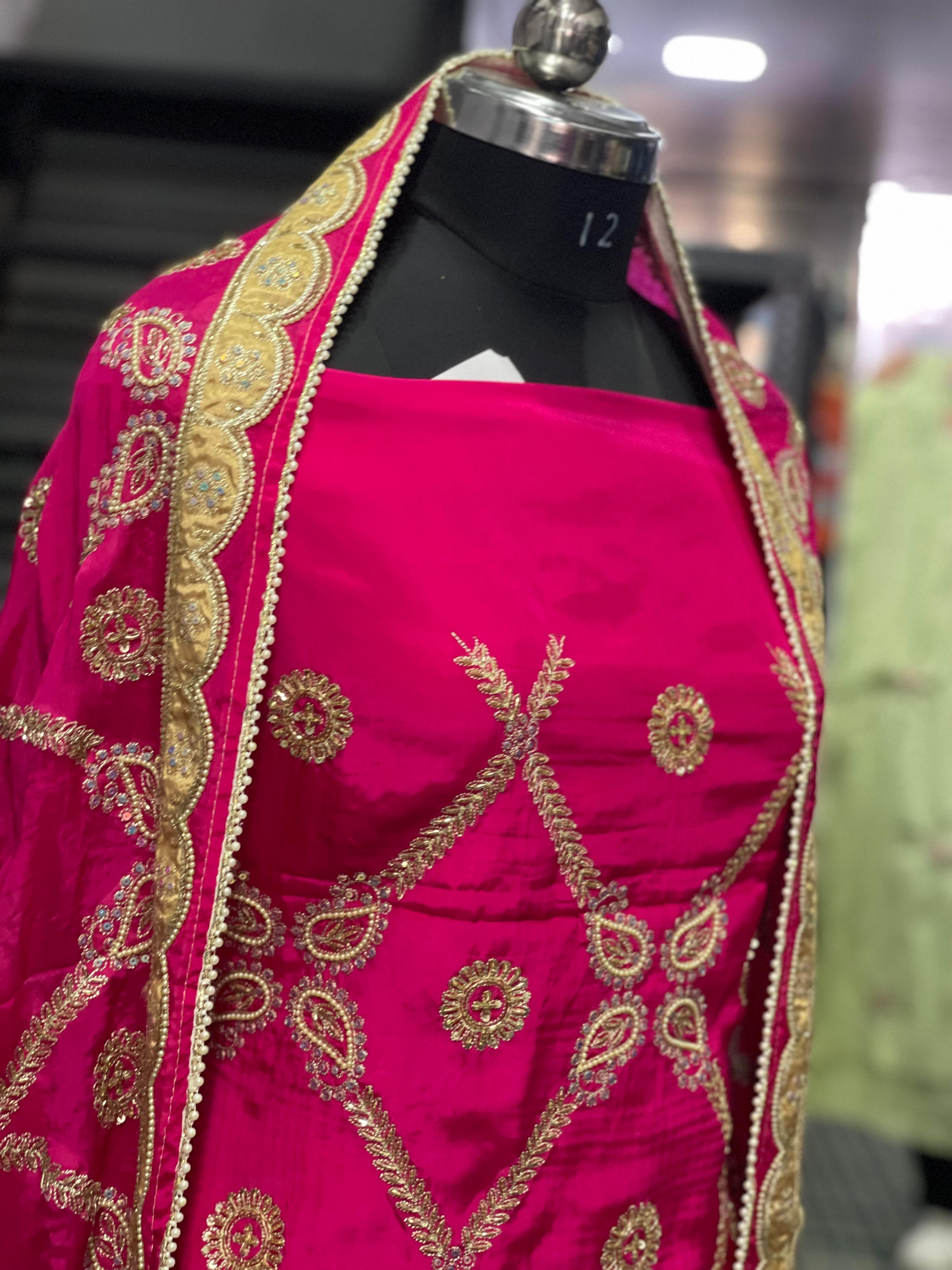  AC146 | Traditional Pink Embroidered Dress | Creape Stuff | Wedding  Suit | Jaddo | Ring Ceremony | Party Wear 