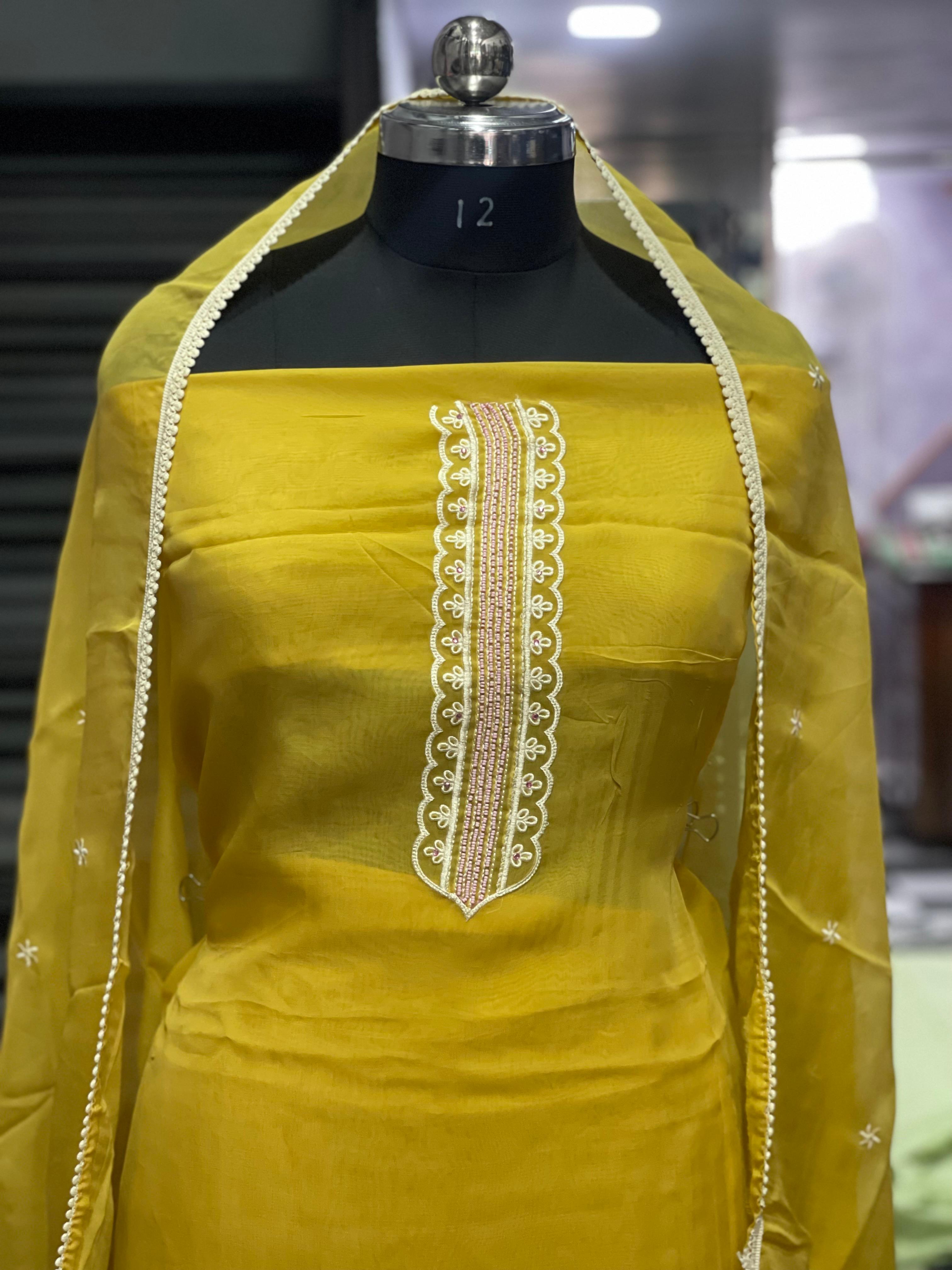  AC125 | Elegant Mustard Yellow Salwar Suit | Orginza Stuff | Party Wear | Jaggo | Ring Ceremony