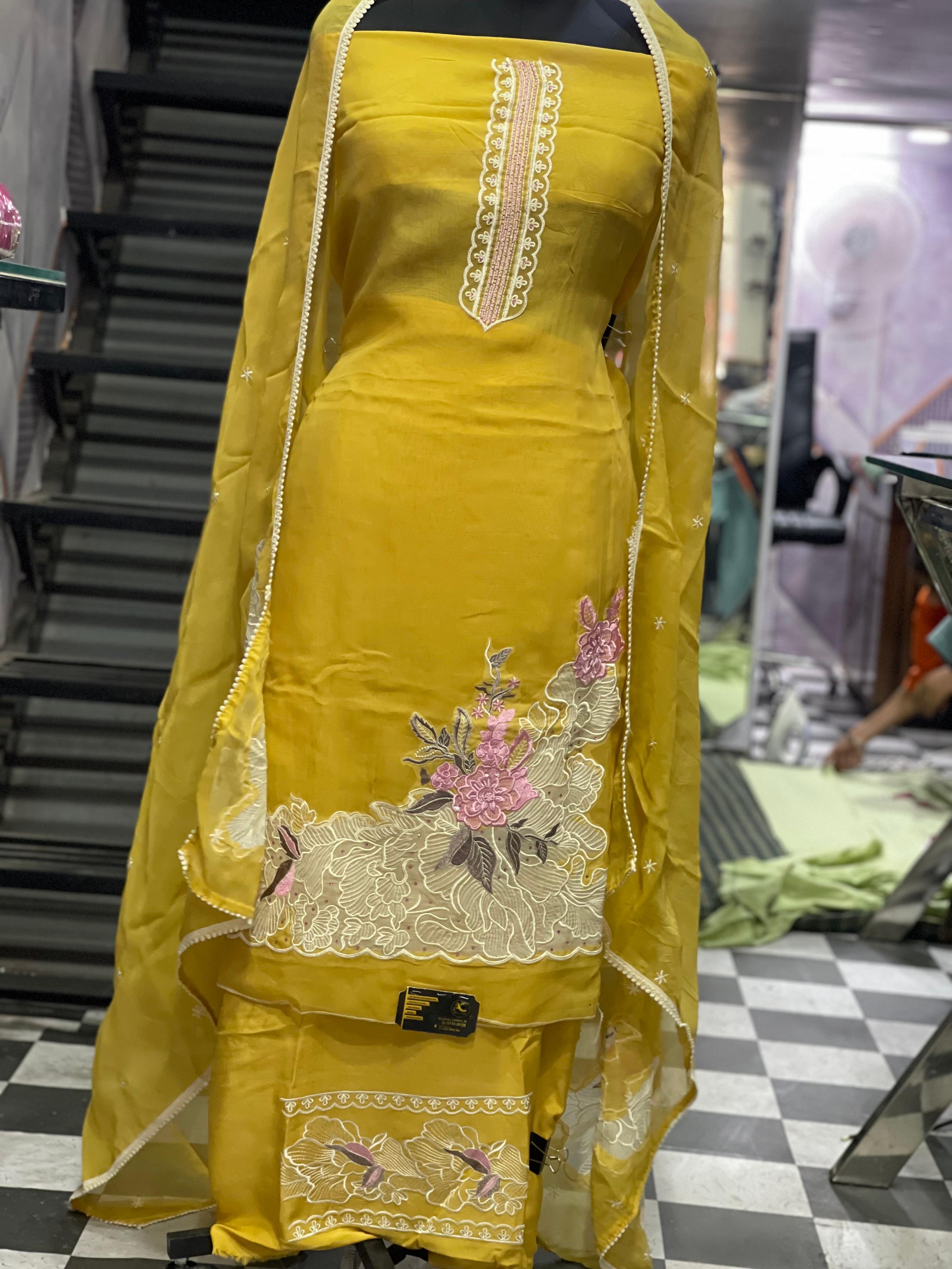  AC125 | Elegant Mustard Yellow Salwar Suit | Orginza Stuff | Party Wear | Jaggo | Ring Ceremony