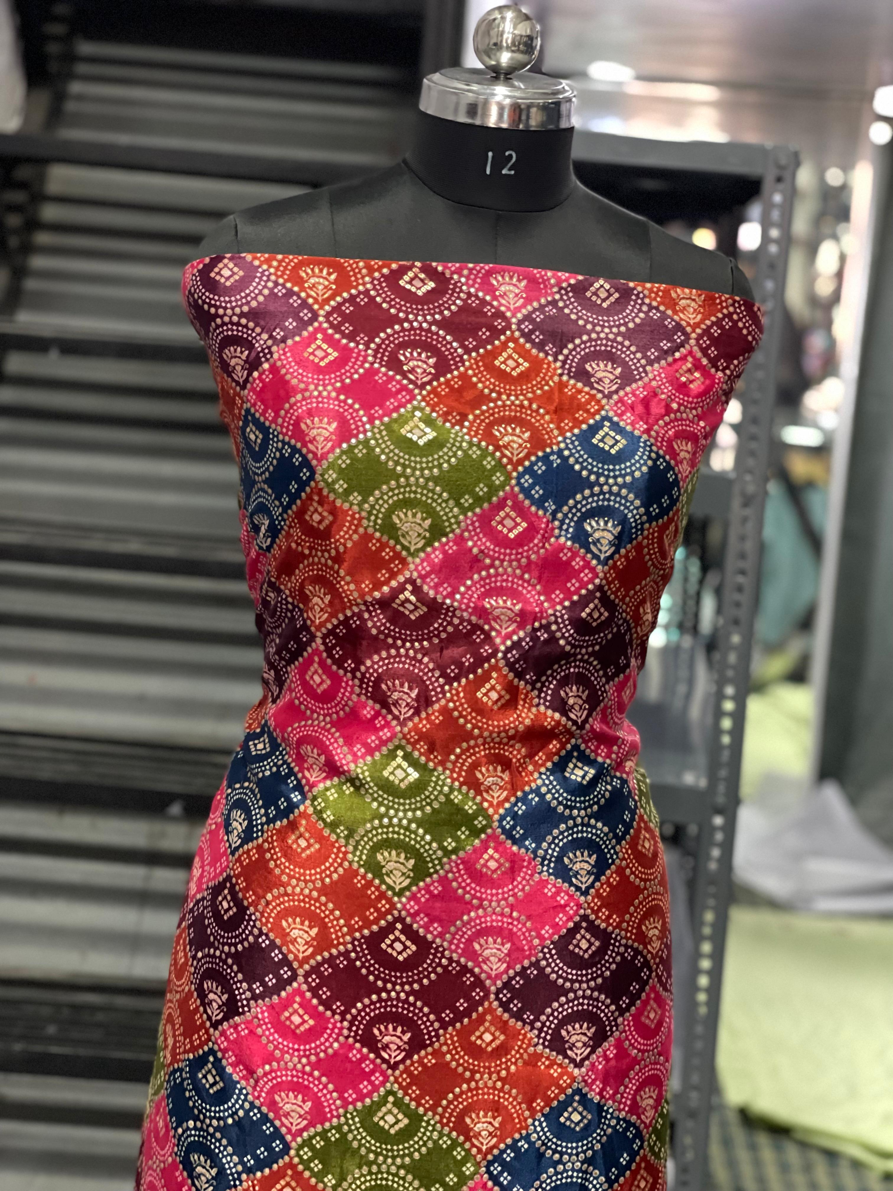  AC130 | Multicolor Batik Printed Fabric | Rust Bottom | Jaggo | Patrty | Ring Ceremony | Festivel