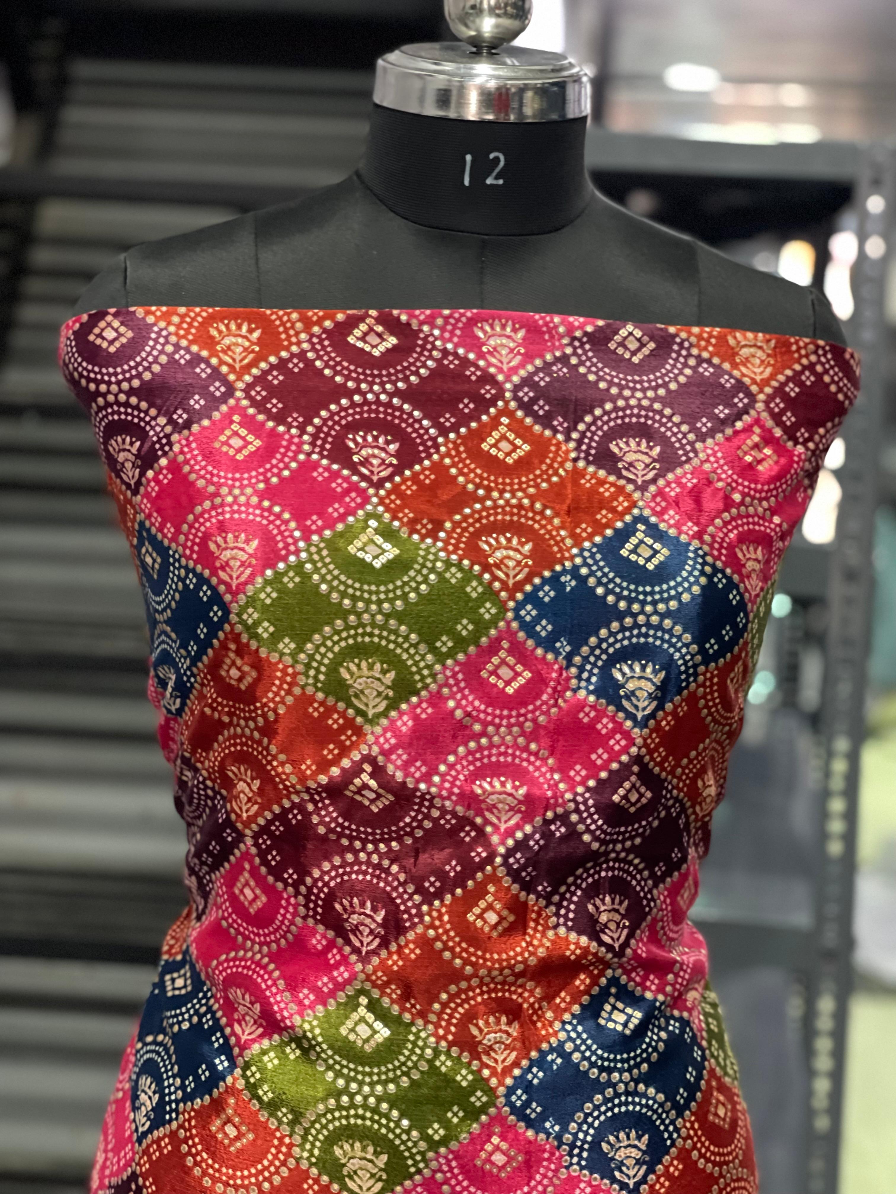  AC130 | Multicolor Batik Printed Fabric | Rust Bottom | Jaggo | Patrty | Ring Ceremony | Festivel